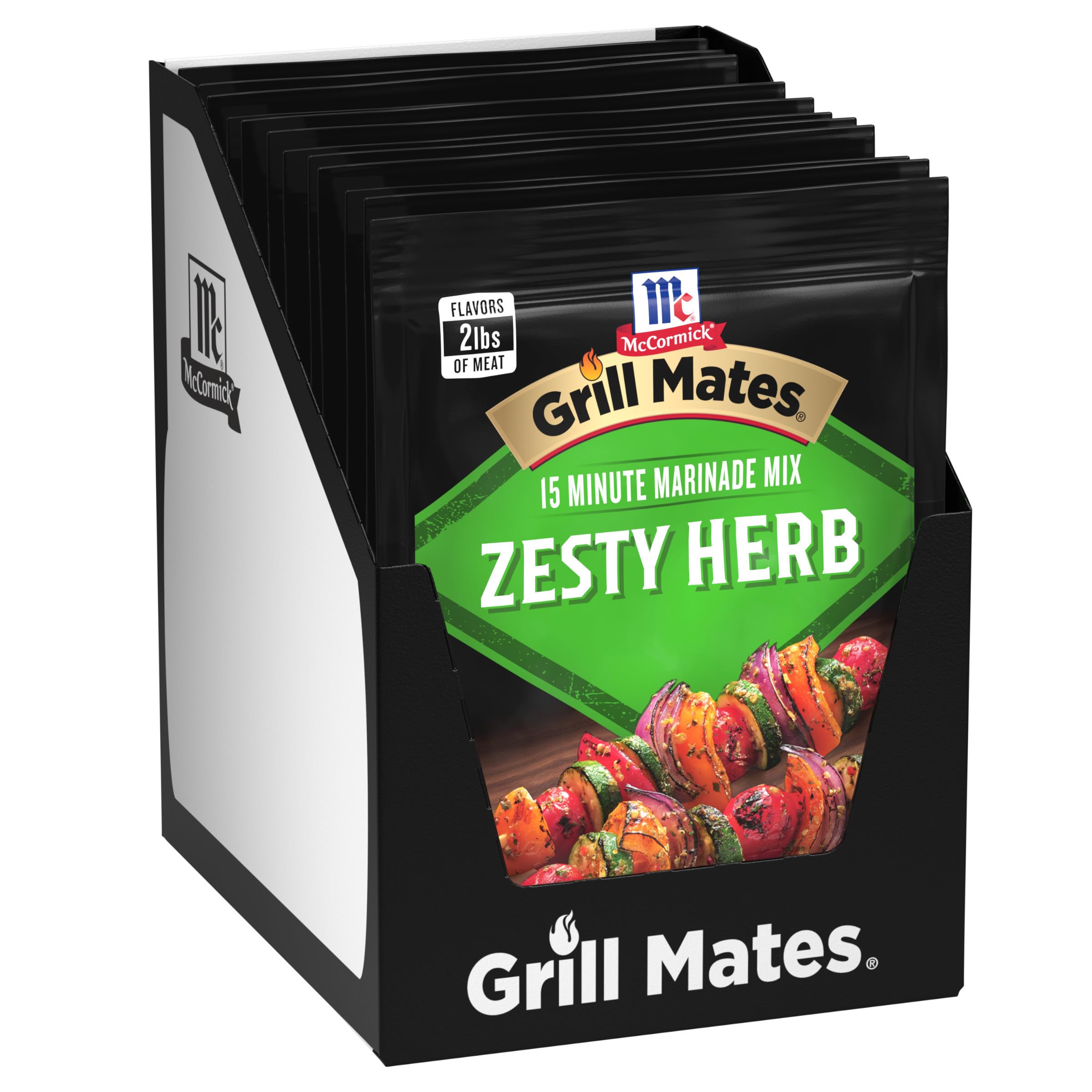 McCormick Grill Mates Zesty Herb Marinade Seasoning Mix - 1.06 oz Pack of 12 - Perfect for Grilling Chicken, Steak & Vegetables - BBQ Rub & Meat Seasoning for Outdoor Cooking