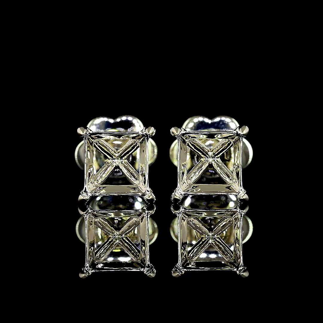 2.05 Carat Lab-Grown Princess Cut Diamond Stud Earrings in 14K White Gold – F Color, VS2 Clarity – Perfect for Weddings, Anniversaries & Special Occasions