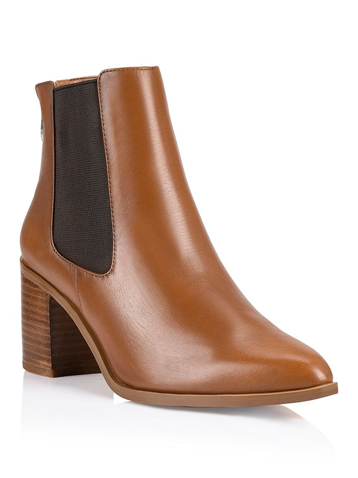 Laurah Chelsea Ankle Boots for Women - Genuine Tan Leather Mid-Calf Boots - Comfortable Slip-On Style for Casual Outfits & Office Wear