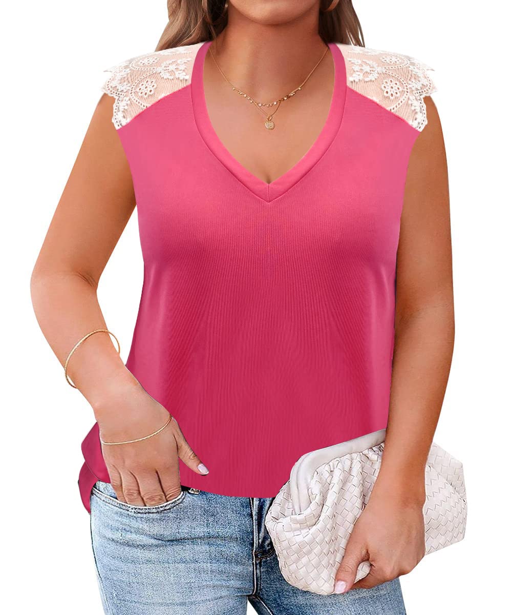 Plus Size Low Cut Tops for Women - Business Casual Blouses with Lace Hollow Out Design - Elegant Tunic Shirts for Office, Date Night & Special Occasions