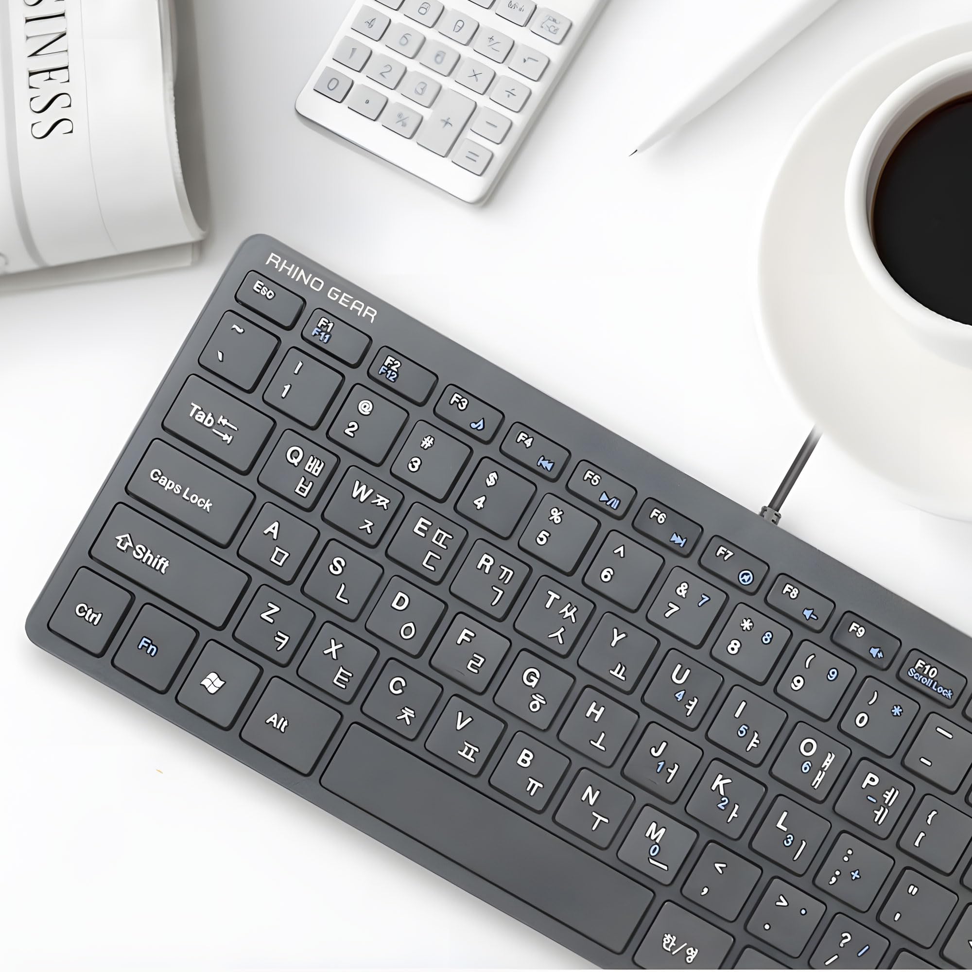 Mini Wired Keyboard 78 Keys - Compact USB Korean-English Multimedia Keyboard for Desktop, Laptop, PC - Lightweight & Portable - Ideal for Home Office, Gaming, and Travel
