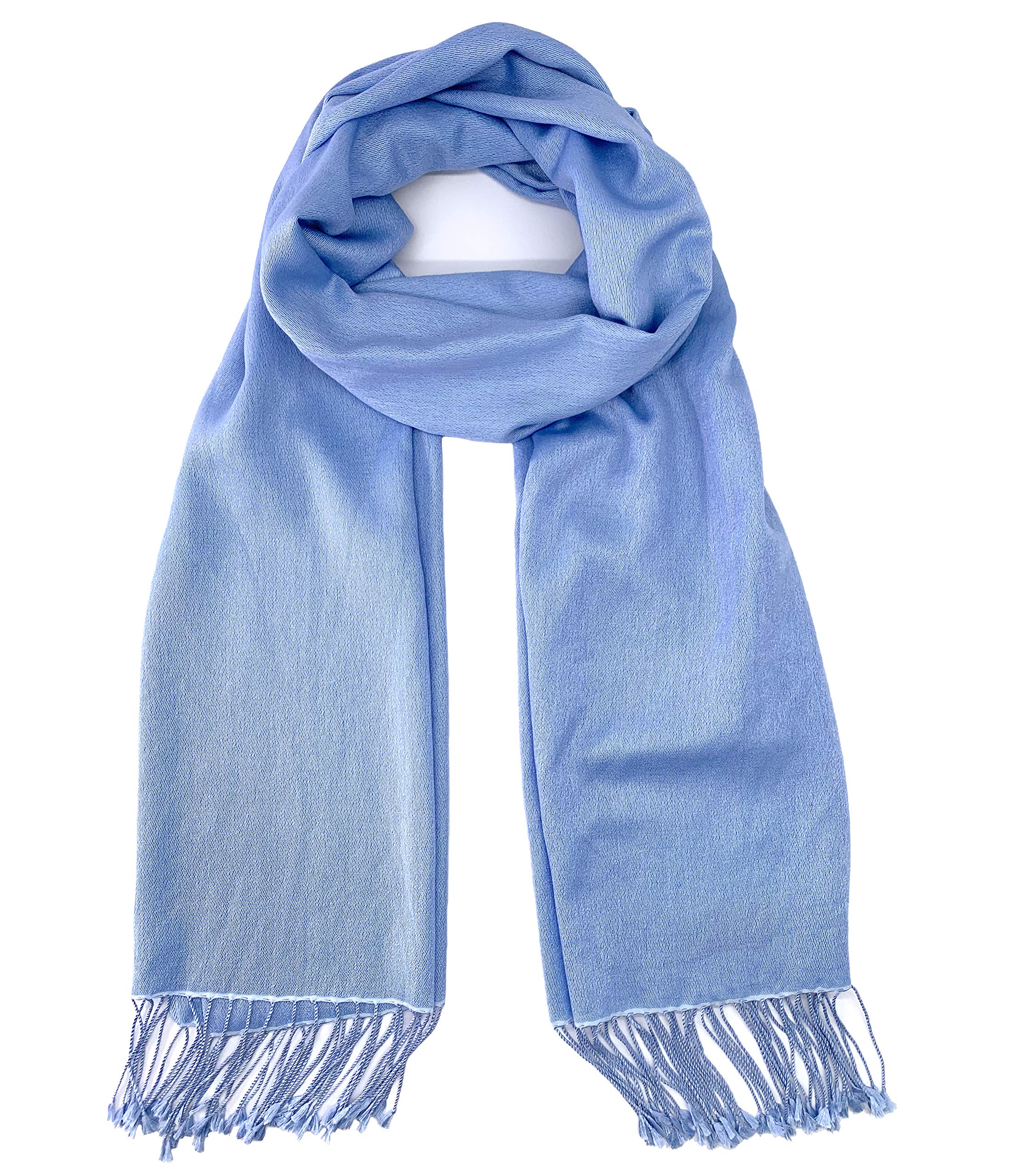 Luxury Light Blue Pashmina Silk Wrap Scarf - Soft & Elegant Shawl for Women - Perfect for Weddings, Parties & Evening Events
