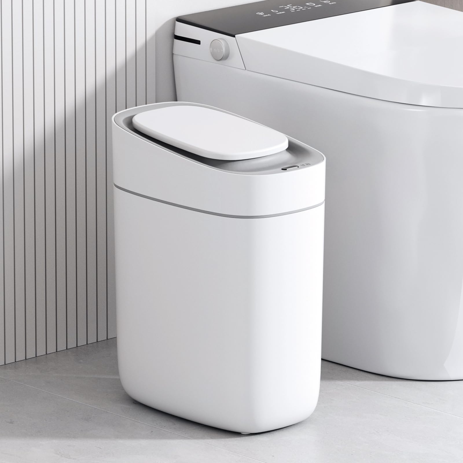 ELPHECO 2.5 Gallon Automatic Motion Sensor Trash Can with Lid - Slim Waterproof Bathroom Garbage Bin for Small Spaces - Perfect for Bathroom, Bedroom, Living Room & Narrow Areas - 9L Capacity Plastic Waste Basket for Home & Office Use