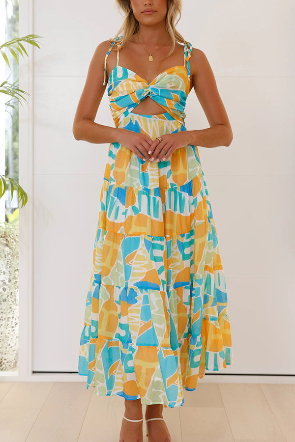 Stylish Printed Suspender Tie Back Pleated Midi Dress for Women | Flattering A-Line Summer Dress for Office, Party & Date Night