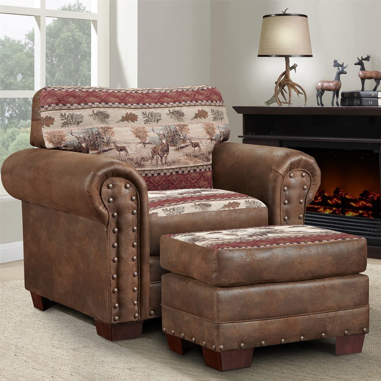 Deer Valley Ottoman - Classic American Furniture in Brown | Perfect for Living Room, Bedroom & Home Decor