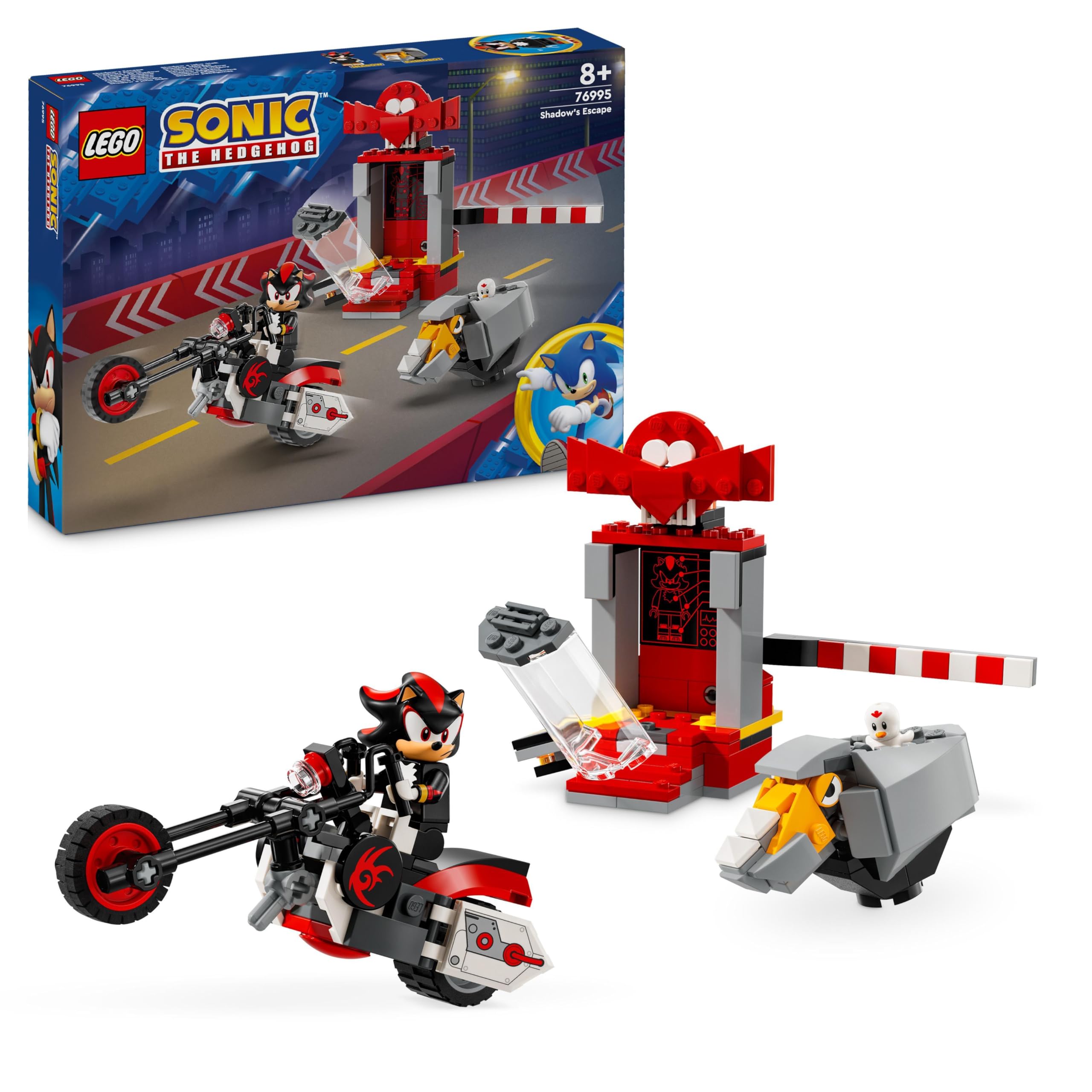 LEGO 76995 Sonic the Hedgehog Shadow's Escape Building Set - Motorcycle Toy with Sonic Game Character Figures - Perfect Gift for Gamers, Boys & Girls Ages 8+ - Great for Playtime, Collecting & Sonic Themed Birthday Parties