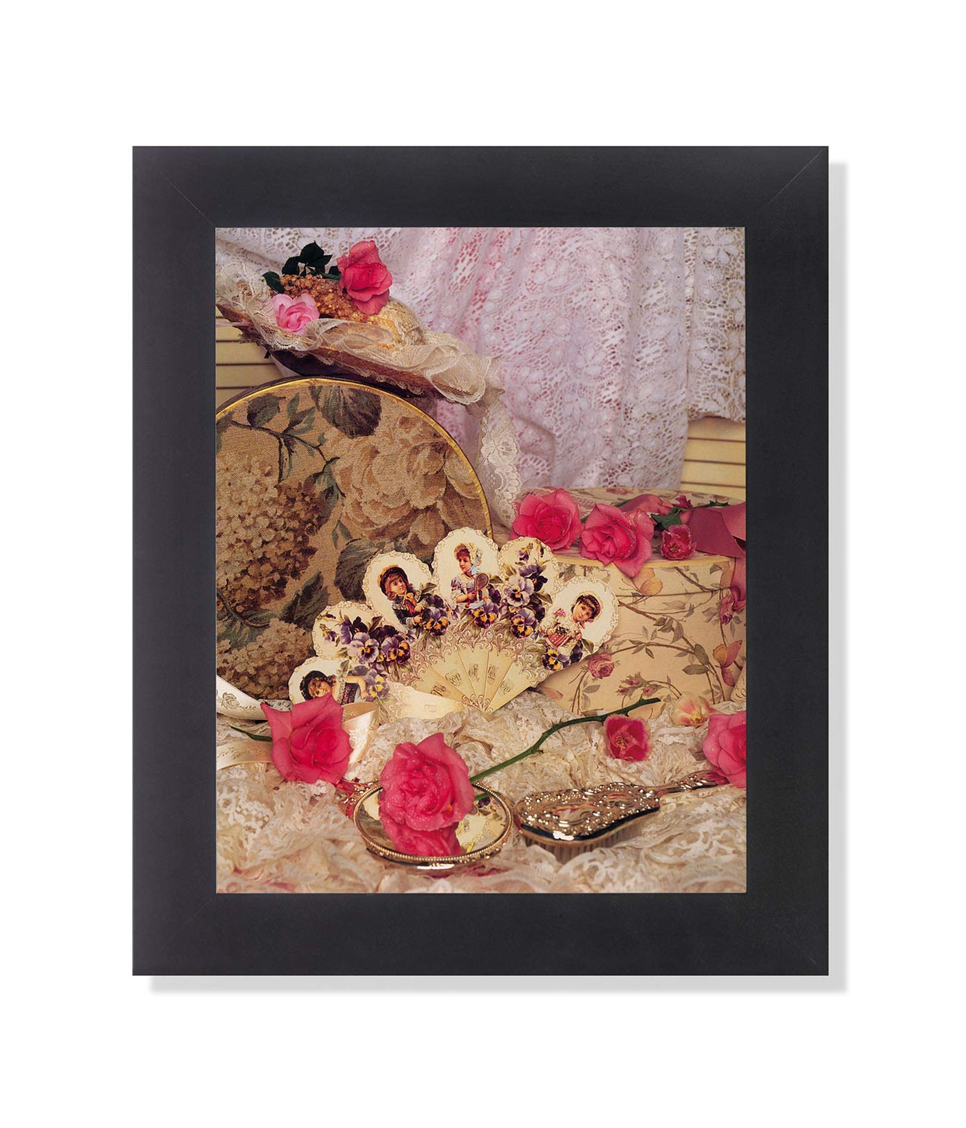 Vanity Hair Brush Mirror with Roses - Elegant Photo Wall Art Print for Home Decor | Perfect for Bedroom, Bathroom & Dressing Table