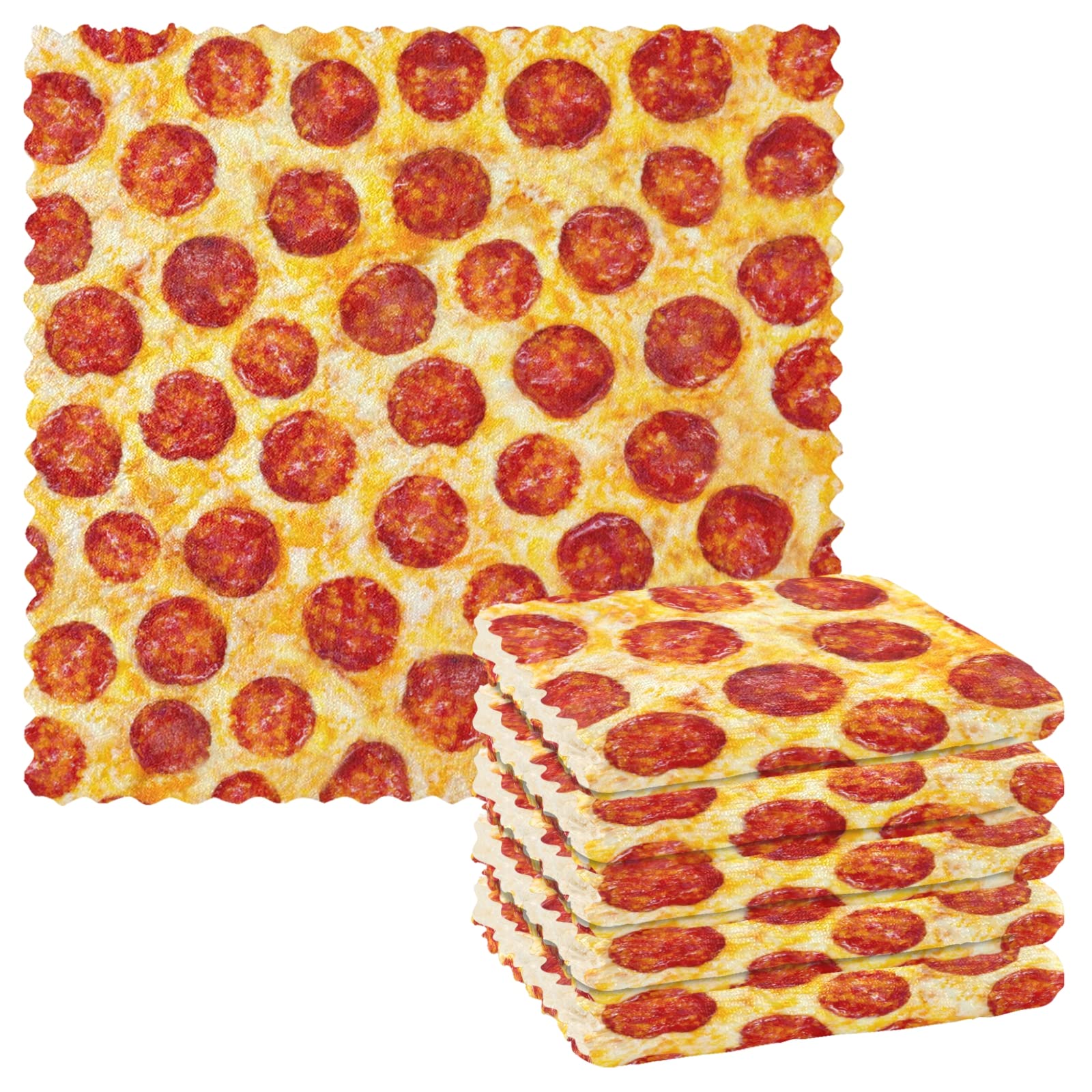 ALAZA Super Absorbent Lint-Free Dish Towels | Soft Bar Tea Kitchen Cleaning Cloths | Perfect for Pepperoni Pizza, Dishes, and Everyday Kitchen Use