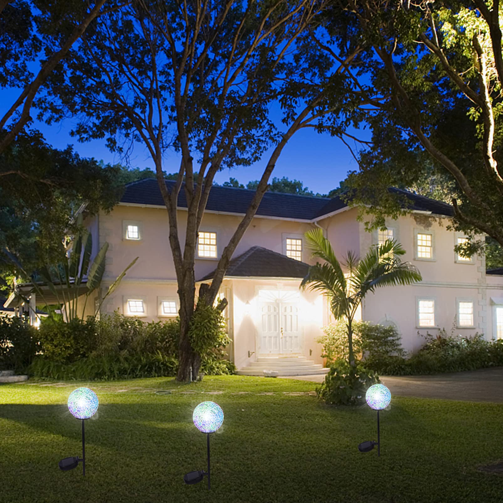 Uonlytech Solar Mosaic Glass Ball Light - Waterproof Outdoor Decorative Lamp for Garden, Lawn & Patio | Solar Powered Landscape Lighting for Pathways, Yards & Outdoor Decor
