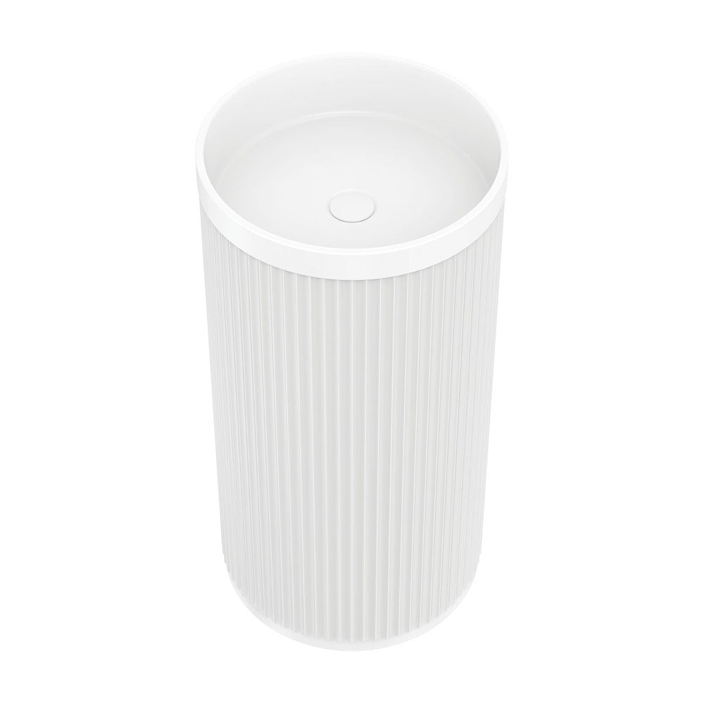 Fienza CSB801 Minka Freestanding Bathroom Sink - Matte White Solid Surface Vanity Basin for Modern & Contemporary Bathrooms