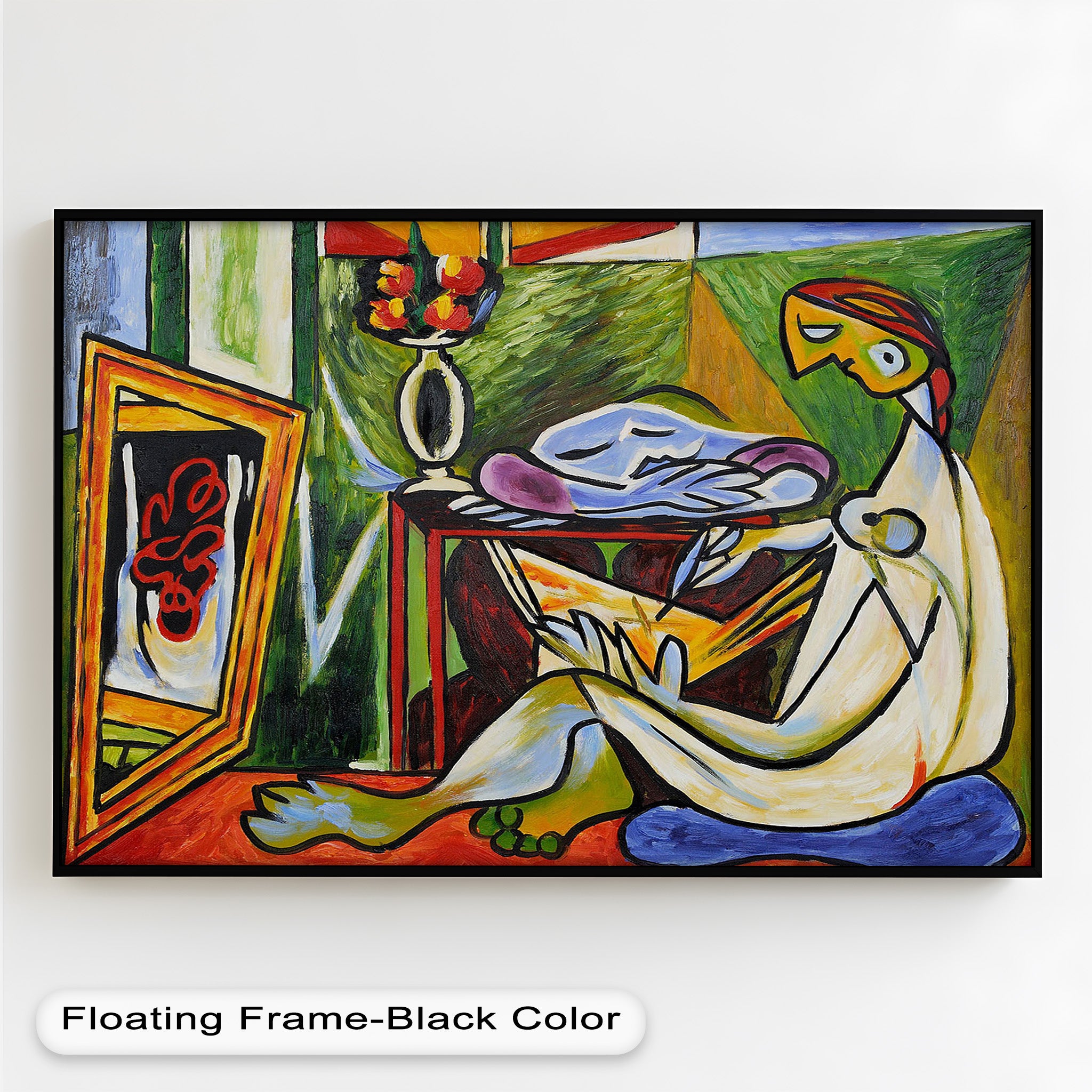 Abstract Interior Scene Picasso Style Oil Painting - Handmade Wall Art for Living Room, Bedroom & Office Decor
