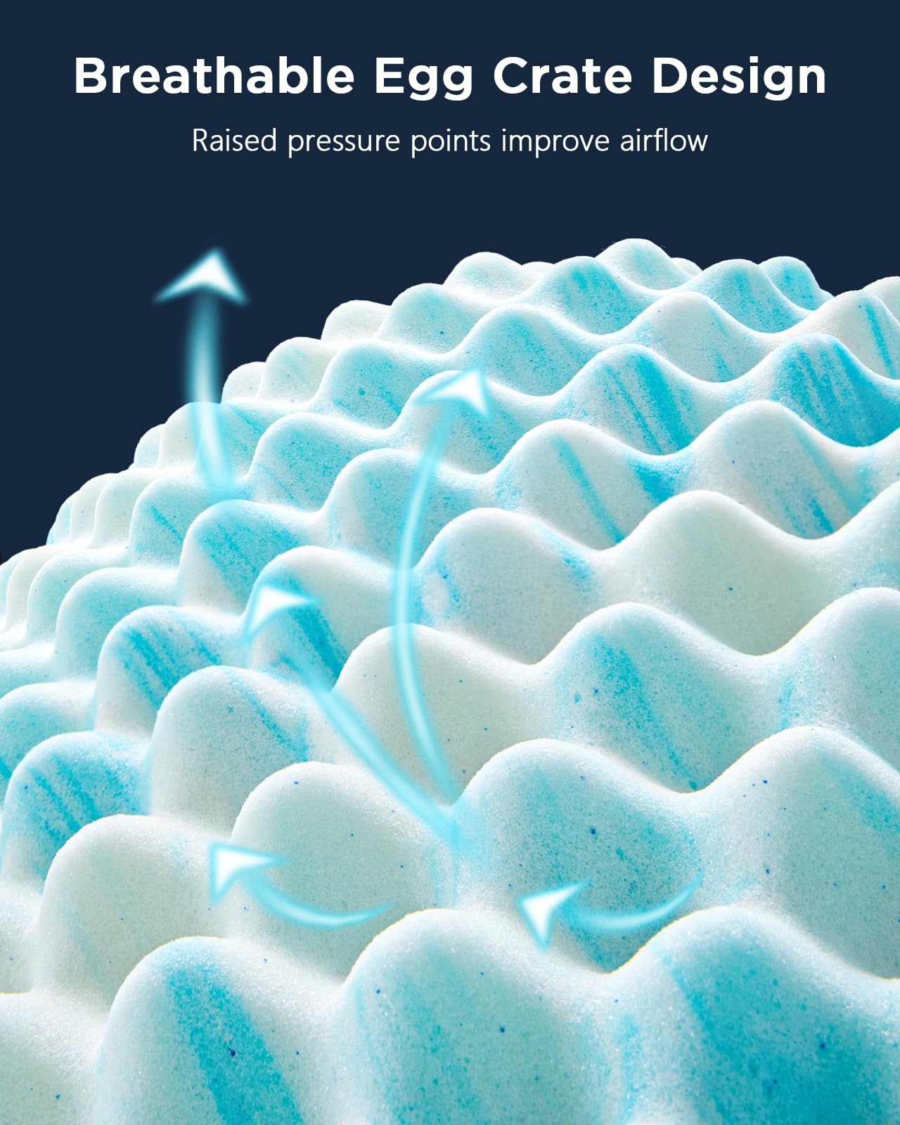 PERLECARE 3 Inch Egg Crate Memory Foam Mattress Topper Twin XL - Cooling Gel Infused, Pressure Relief & Ventilated Design - CertiPUR-US Certified Blue Mattress Pad for Back Pain Relief & Hot Sleepers - Perfect for Dorm Beds, Guest Rooms & Home Use