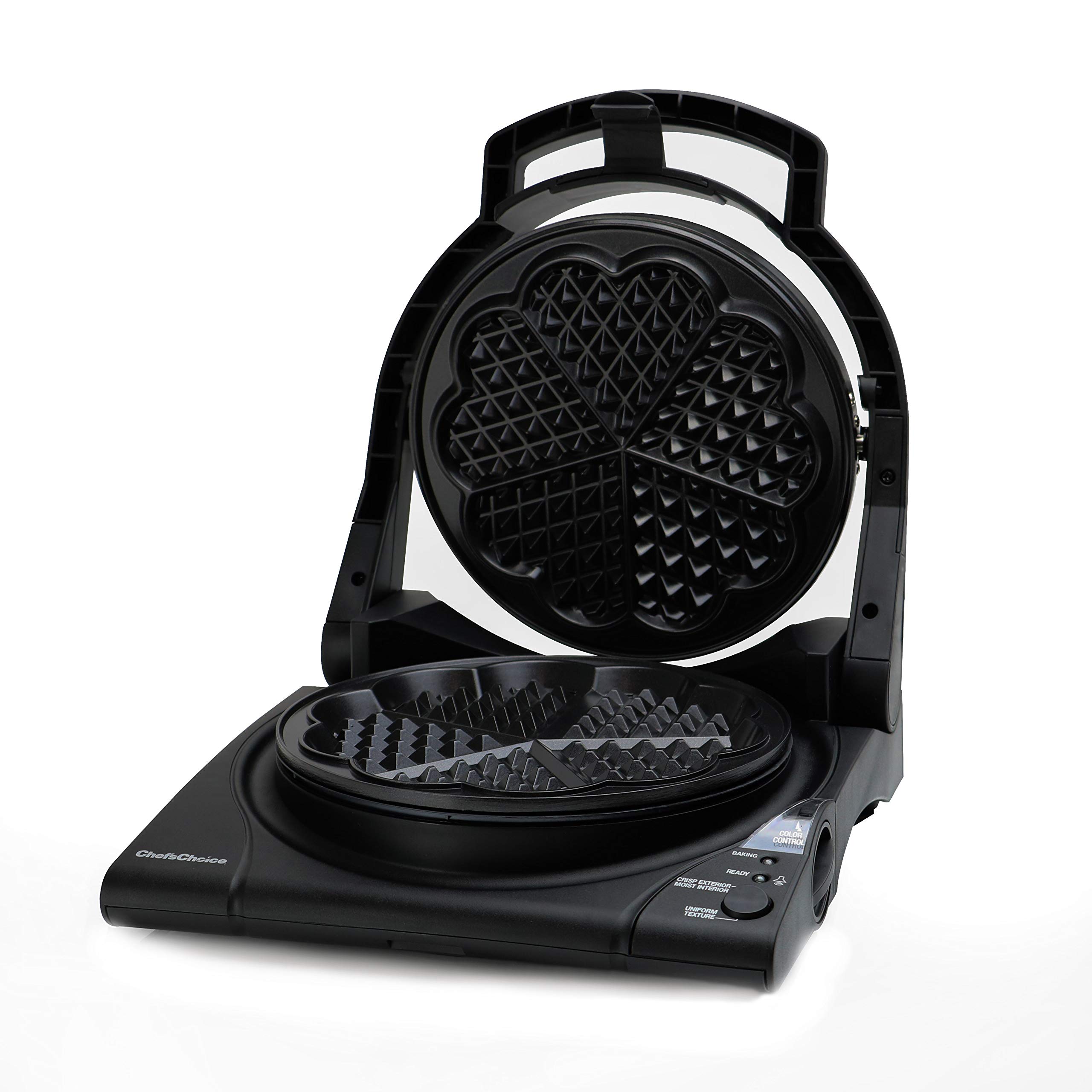 Chef'sChoice 840 WafflePro Taste & Texture Select Waffle Maker - 5-Slice Traditional Heart Waffle Iron with Nonstick Plates & Easy Clean - Perfect for Breakfast, Brunch & Family Gatherings - Silver