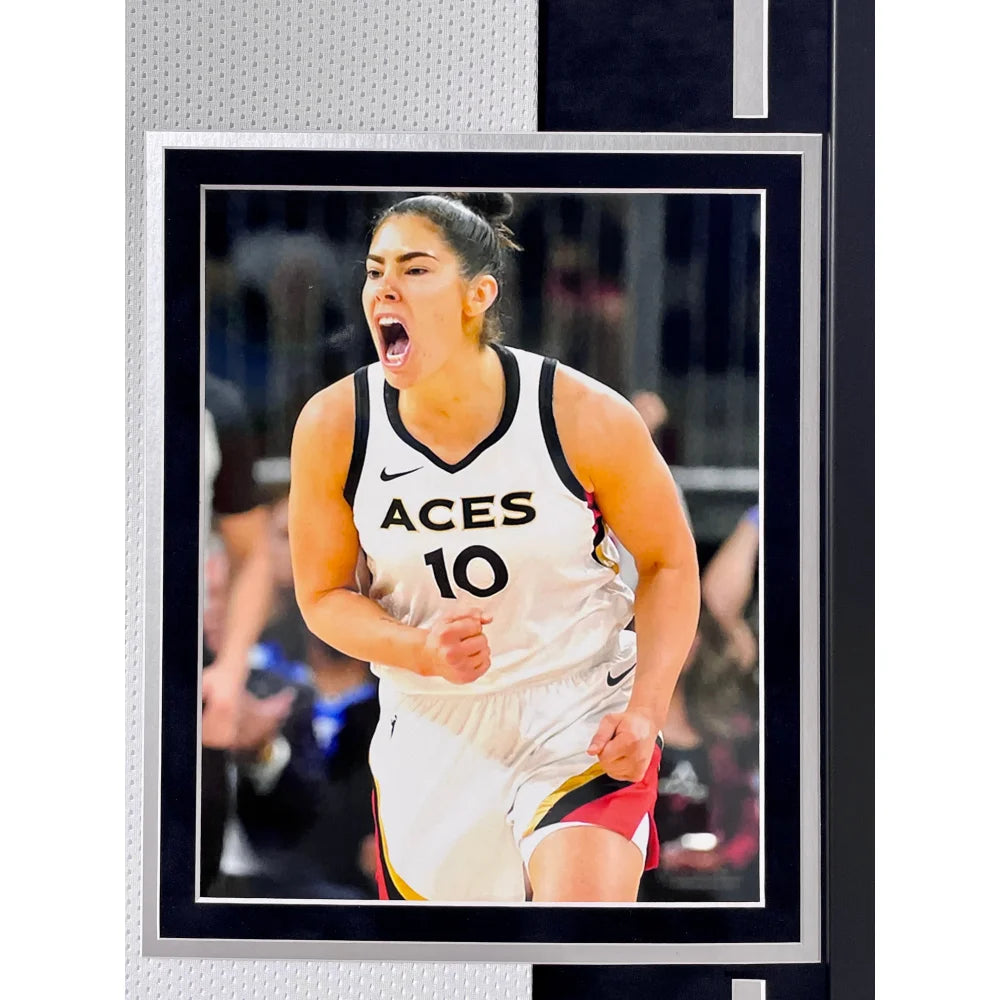 Kelsey Plum Autographed Las Vegas Aces Jersey - Framed with BAS COA - WNBA Champion Memorabilia - Perfect for Sports Fans, Collectors, and Home/Office Decor