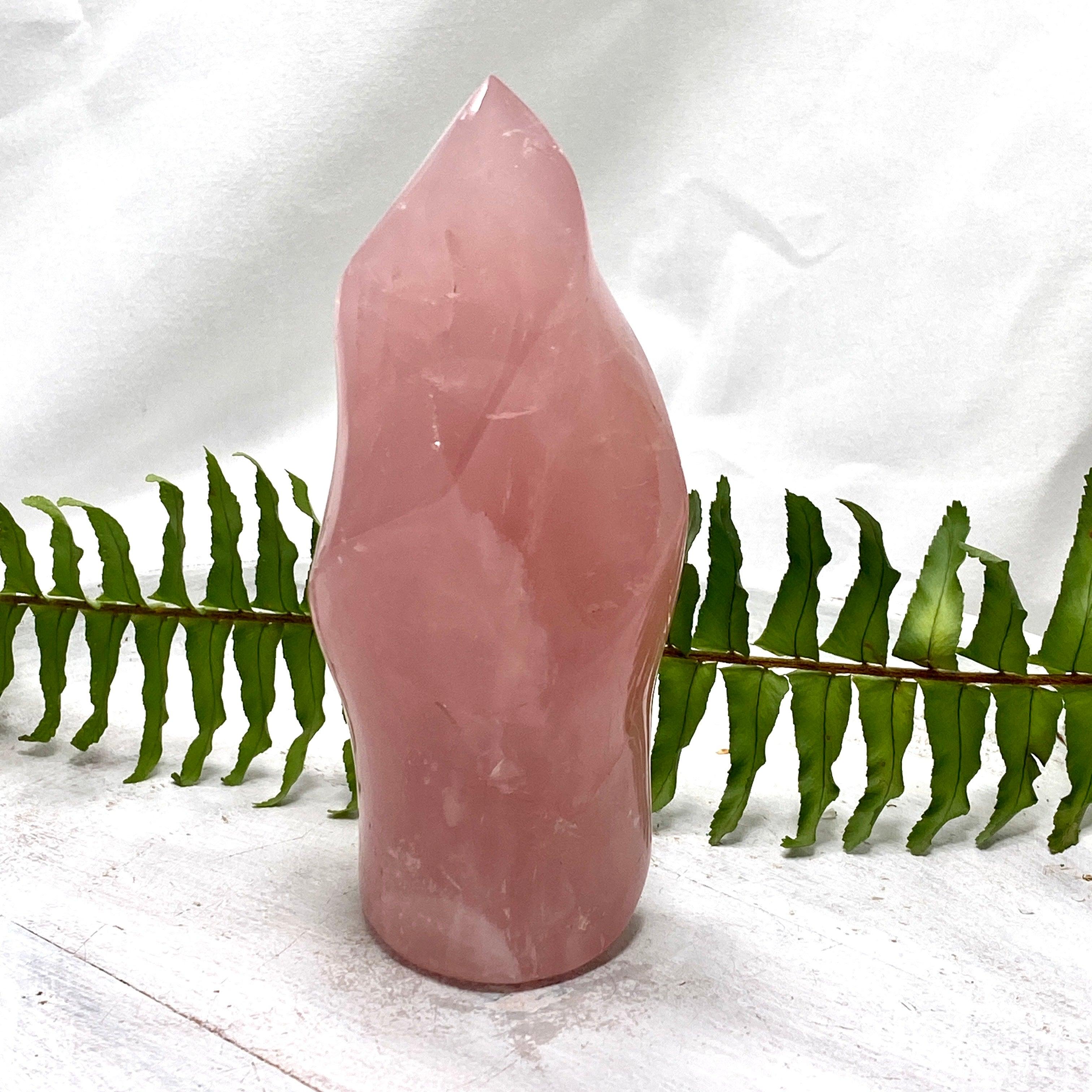 Rose Quartz Flame RQFL 02 - Natural Healing Crystal for Home Decor, Meditation & Spiritual Energy - Perfect for Yoga Rooms, Bedside Tables & Office Spaces