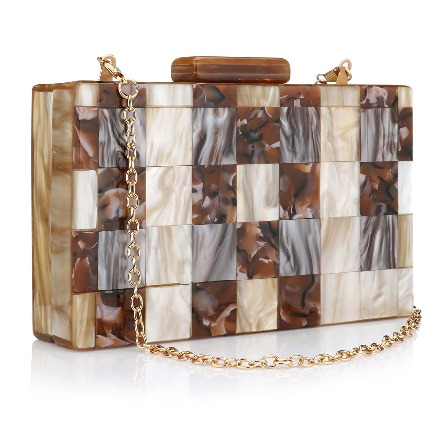 YYW Elegant Marble Acrylic Clutch Purse for Women - Stylish Crossbody Handbag for Evening Banquet, Party, Wedding & Special Occasions