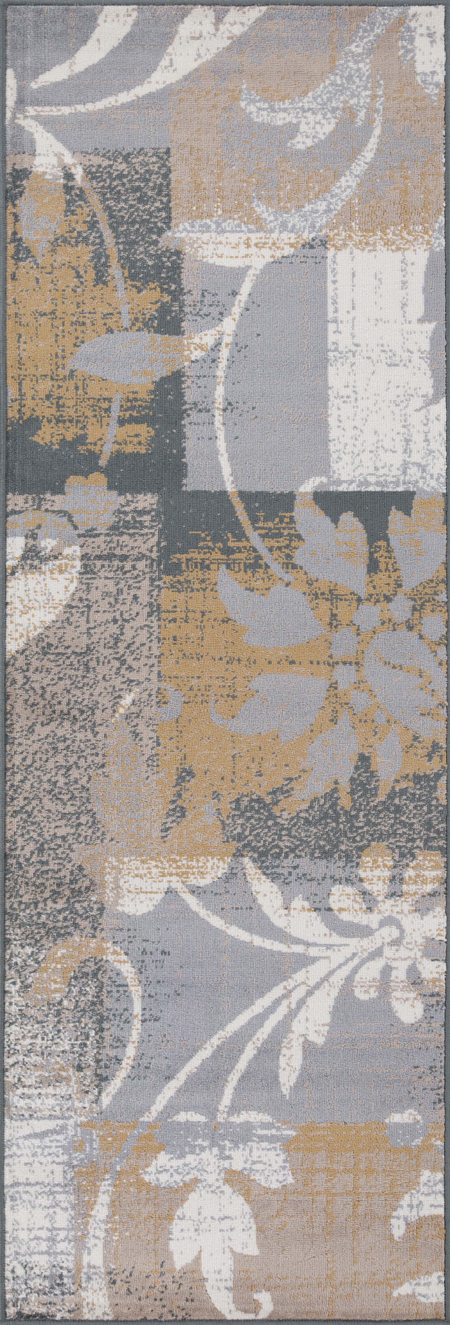 Stylish Pastiche Contemporary Floral Patchwork Indoor Area Rug - Non-Slip Living Room Carpet, Bedroom Runner Rug for Home Decor