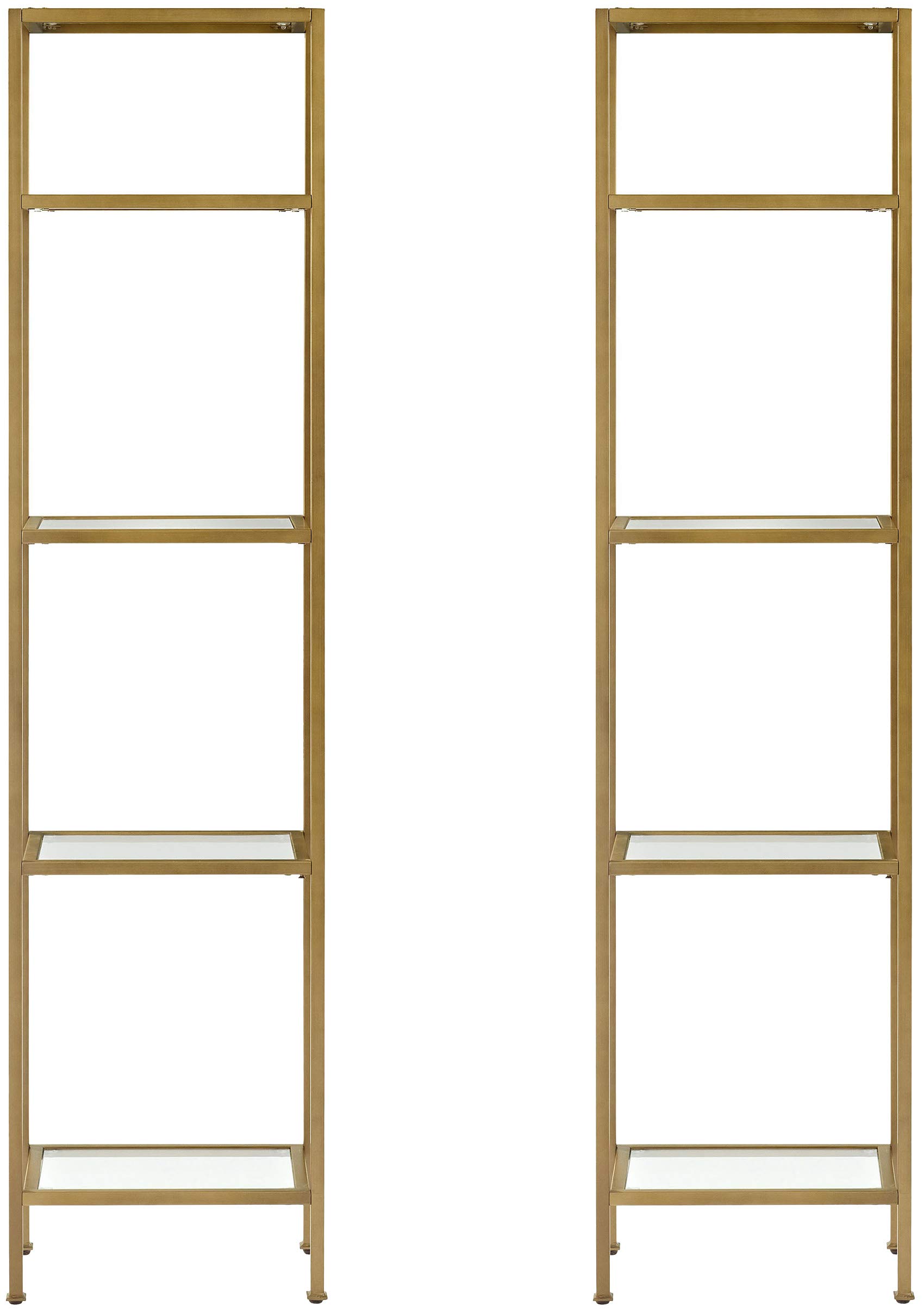Crosley Furniture Aimee 2-Piece Bookshelf Set with Glass Shelves - Modern Gold Bookcase Storage for Living Room, Bedroom & Office Decor