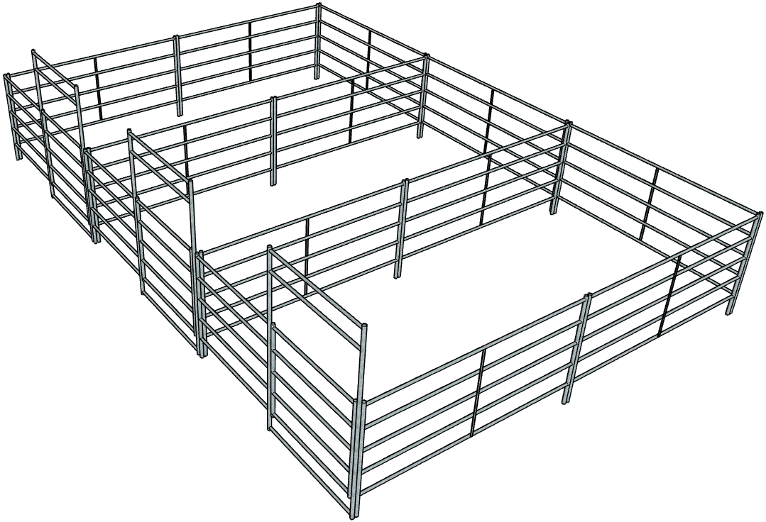 3 Side by Side Galvanized 10 Ft X 20 Ft 5 Rail Stall Kits - Heavy Duty Metal Horse Stall Panels for Barns, Stables & Pastures - Perfect for Equine Housing, Livestock Enclosures & Farm Fencing