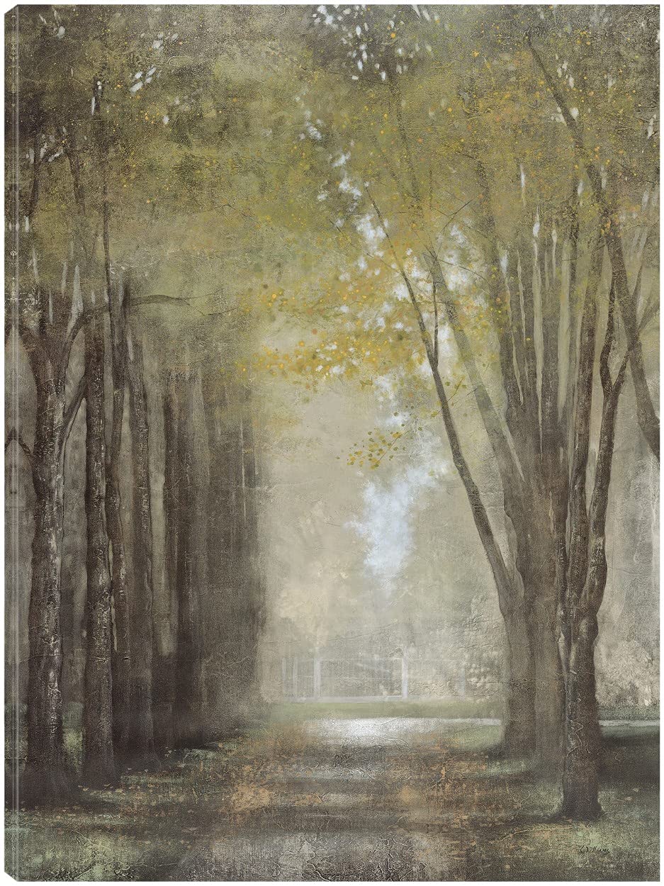 Quietly in the Mist Fine Art Canvas Wall Decor by Artist Williams - 42x56 Inches Ready to Hang Painting for Living Room, Bedroom, Office - Perfect for Modern Home & Office Decor