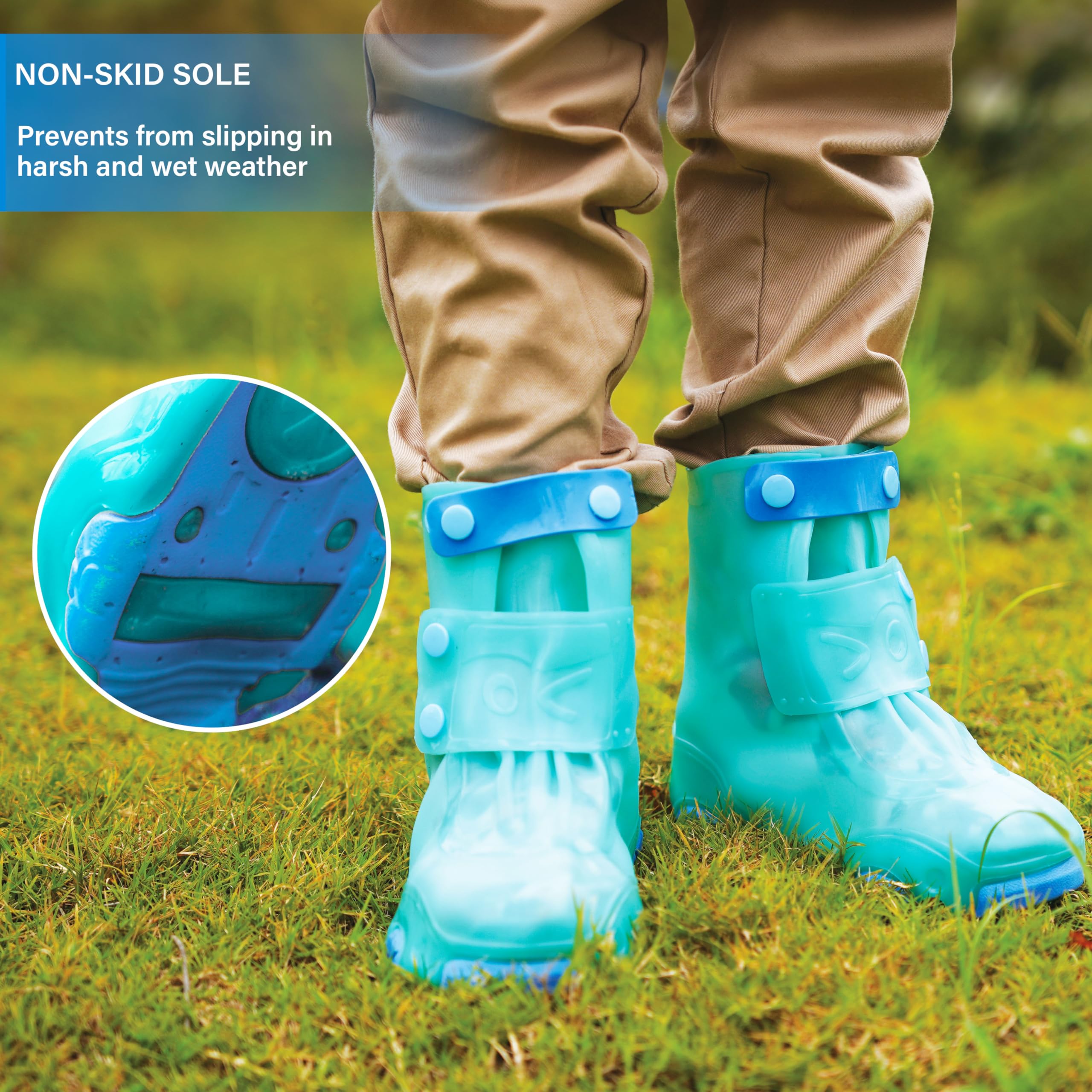 Waterproof Rain Shoe Covers for Kids - Reusable Galoshes & Overshoes for Boys and Girls - Perfect for School, Outdoor Play & Rainy Day Adventures