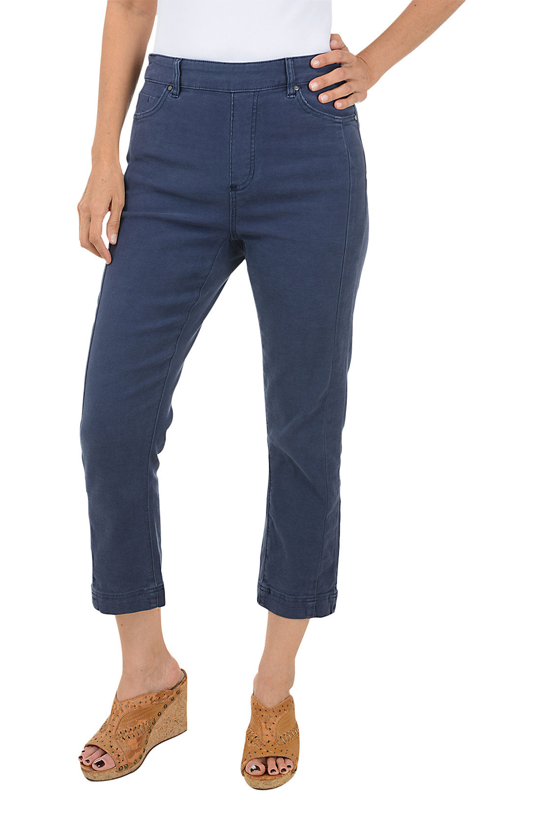 Solid Color Pull On Capri Pants for Women - Comfortable Stretchy Casual Lounge Pants - Perfect for Yoga, Running Errands & Relaxing at Home