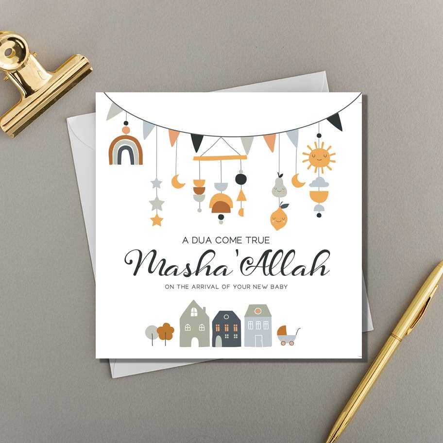 Universal Baby Washing Line - Masha'Allah Newborn Clothes Drying Rack - Perfect for Nursery, Baby Shower Gifts & Islamic Home Decor