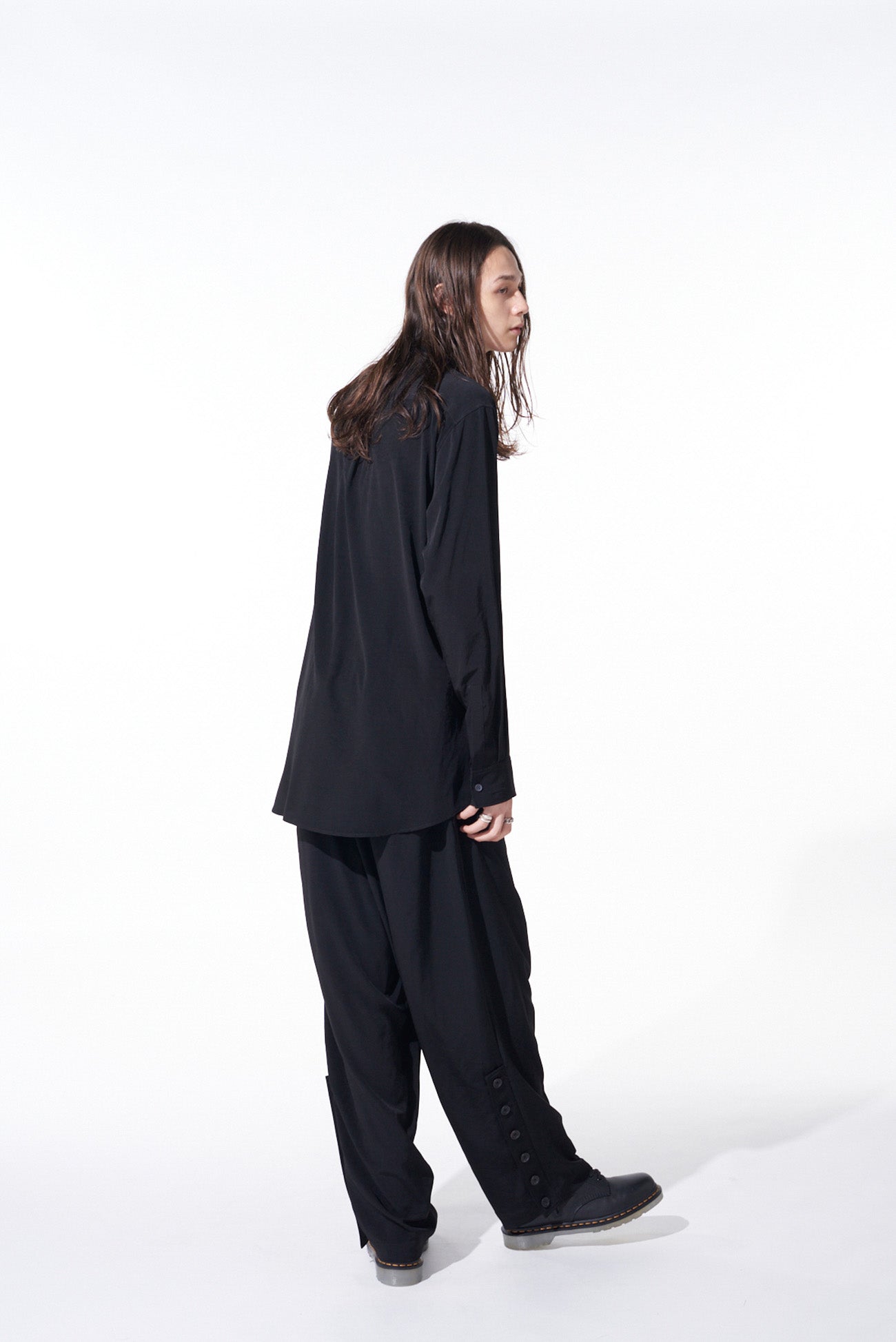 CREPE de CHINE LOOSE FIT STAND COLLAR SHIRT - Women's Elegant Casual Blouse for Office & Weekend Outings
