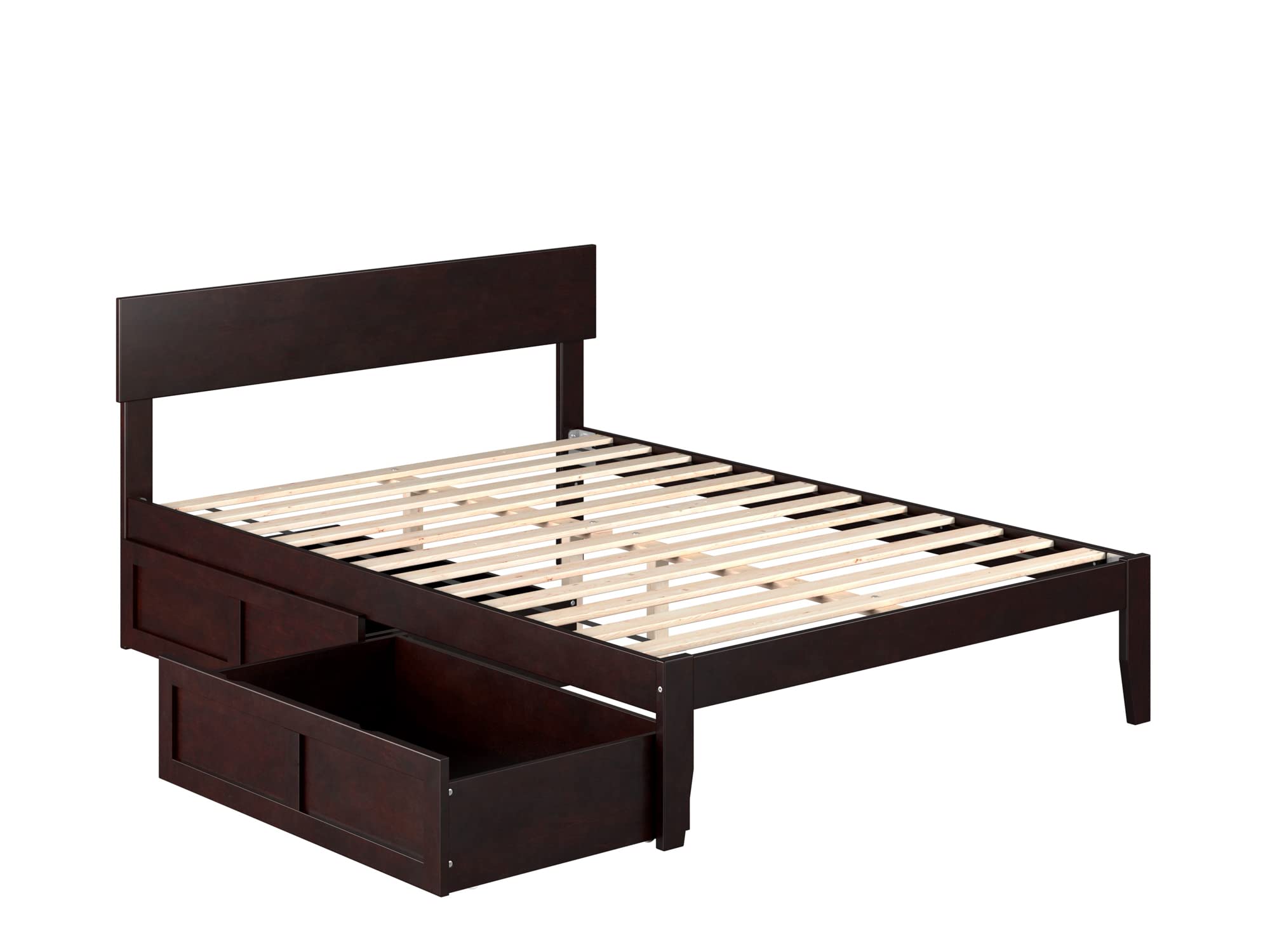 AFI Boston Full Size Platform Bed with Storage Drawers in Espresso - Modern Wooden Bed Frame with Underbed Storage for Small Spaces - Perfect for Apartments, Dorms & Guest Rooms