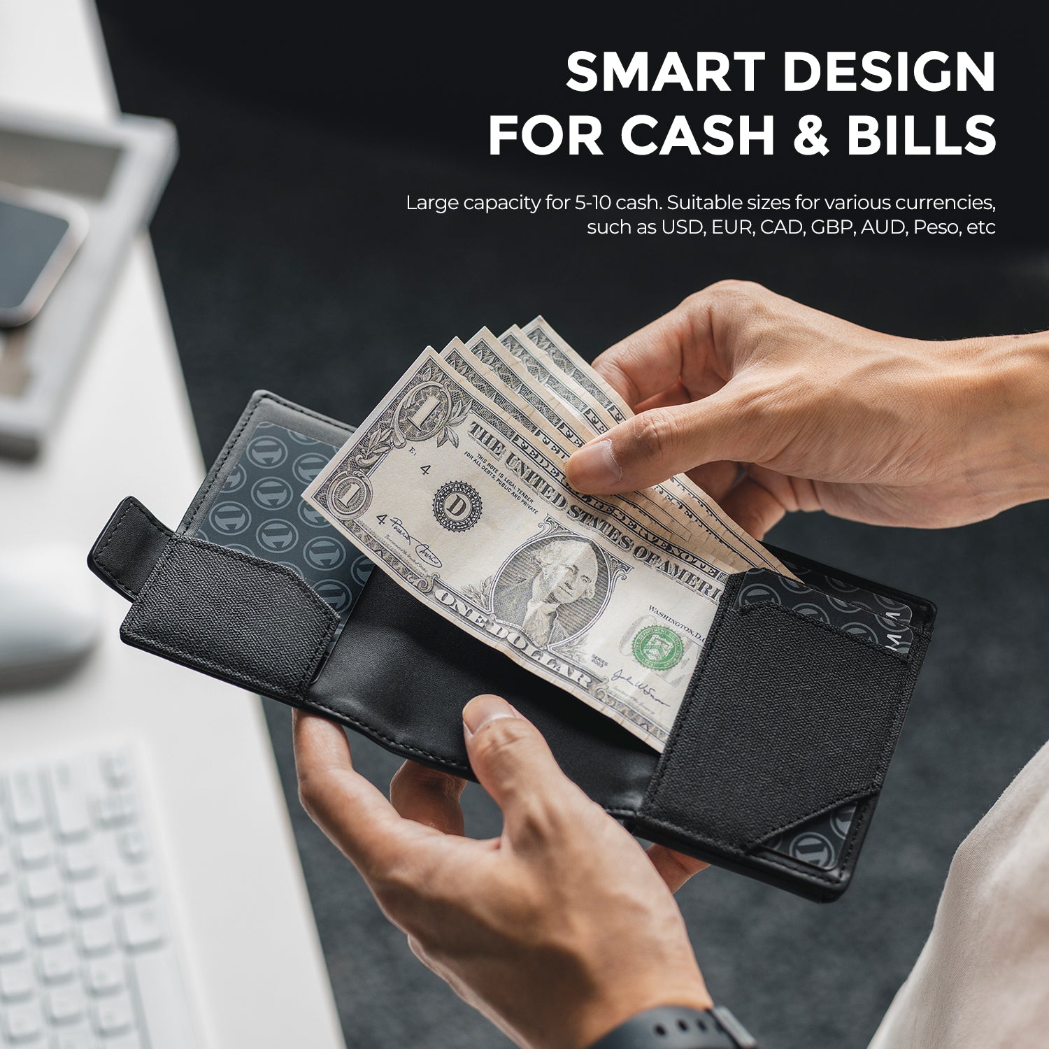 VC313 Aluminum Airtag Holder & Pop-Up Wallet for Men - Slim Credit Card Holder with Magnetic Closure - Perfect for Travel, Business & Everyday Carry