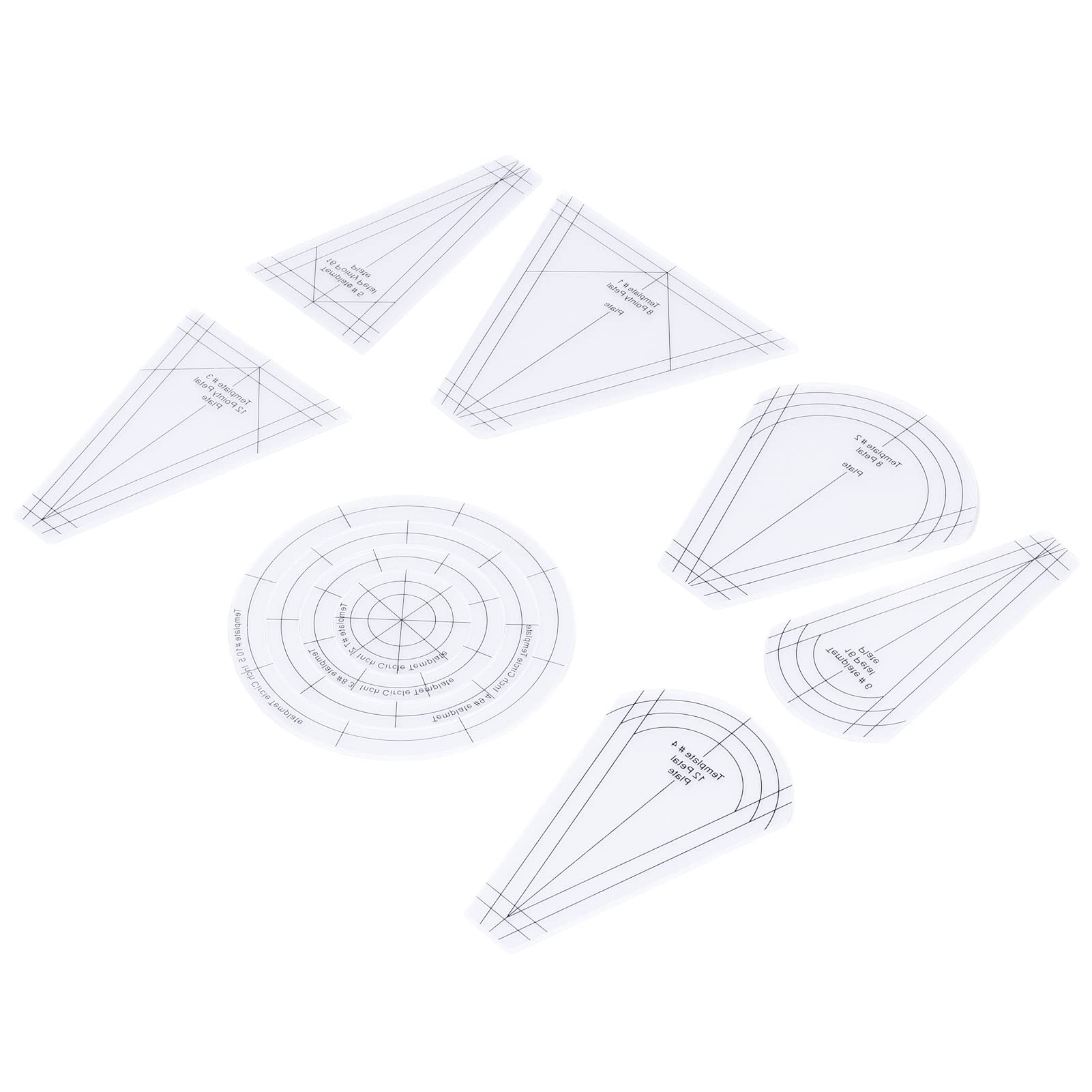 Pssopp 10Pcs Quilting Rulers - Transparent Acrylic Patchwork Template Tools for Sewing Machines | Perfect for DIY Quilting, Dressmaking & Craft Projects
