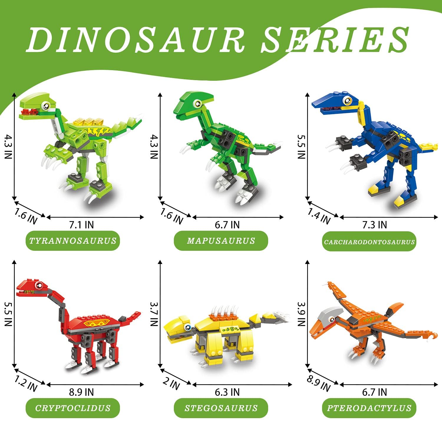 EP EXERCISE N PLAY Dinosaur Building Blocks - 539pcs Creative DIY Construction Toys for Kids Ages 6+, STEM Learning Educational Toys for Boys & Girls - Perfect for Birthday Gifts, Classroom Activities & Creative Playtime
