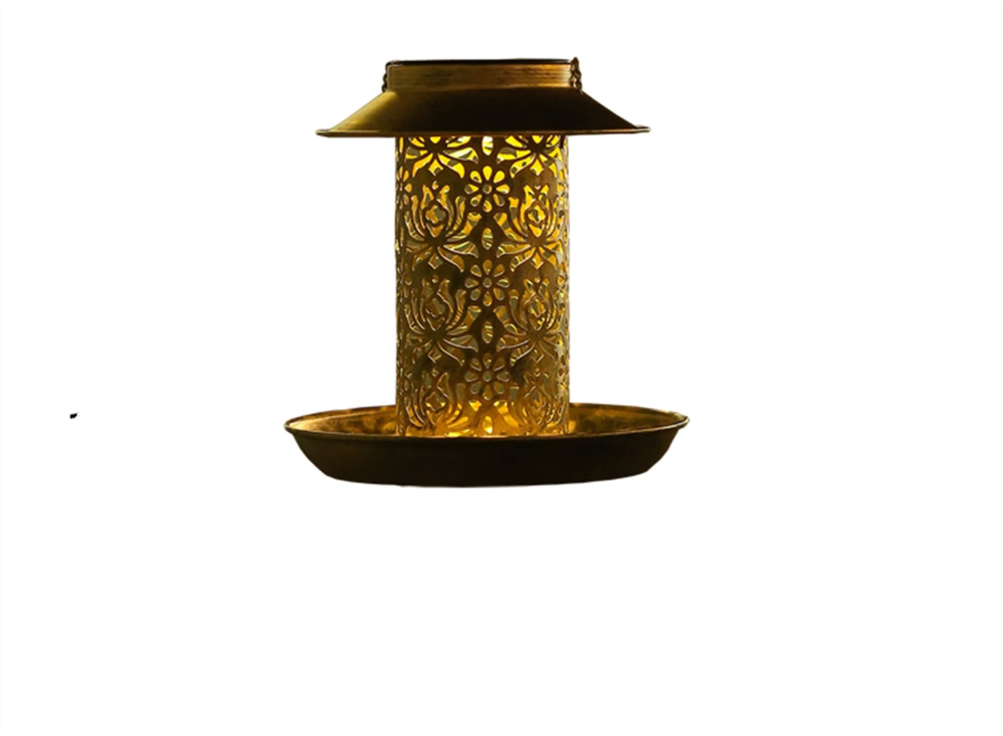 Meishikanka Solar-Powered Hanging Bird Feeder with LED Lights - Outdoor Wild Bird Seed Feeder for Garden & Yard Decoration | Weather-Resistant Lantern Style Birdhouse for Backyard, Patio & Balcony