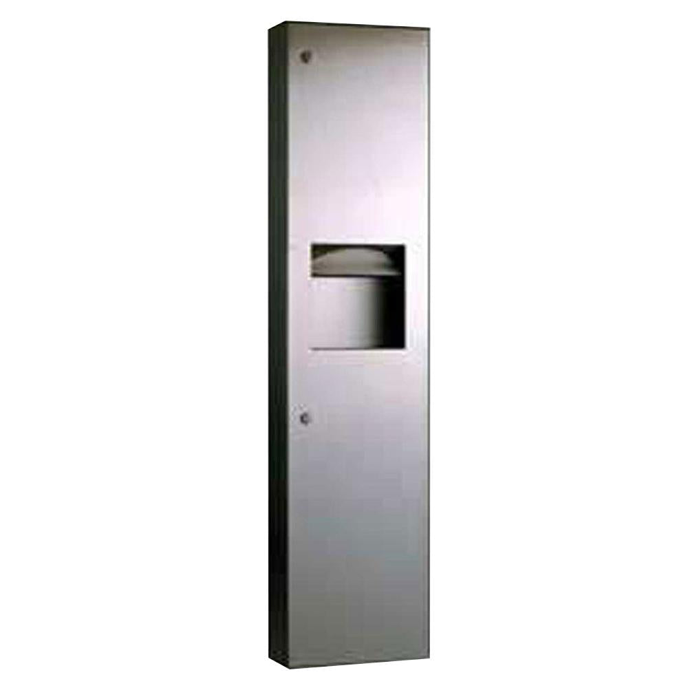 Bobrick B380349 TrimLine Series Paper Towel Dispenser & Waste Receptacle - Surface Mount Satin Stainless Steel for Restrooms, Kitchens & Commercial Spaces