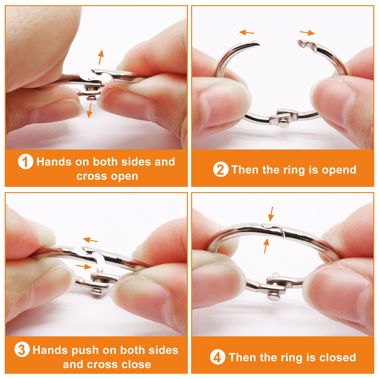 Small Binder Rings Assorted Sizes (0.5, 1, 1.2 Inch) - 36pc Metal Book Rings for Index Cards, Flash Cards & Loose Leaf Paper - Durable Ring Clips for School, Office & Craft Organization