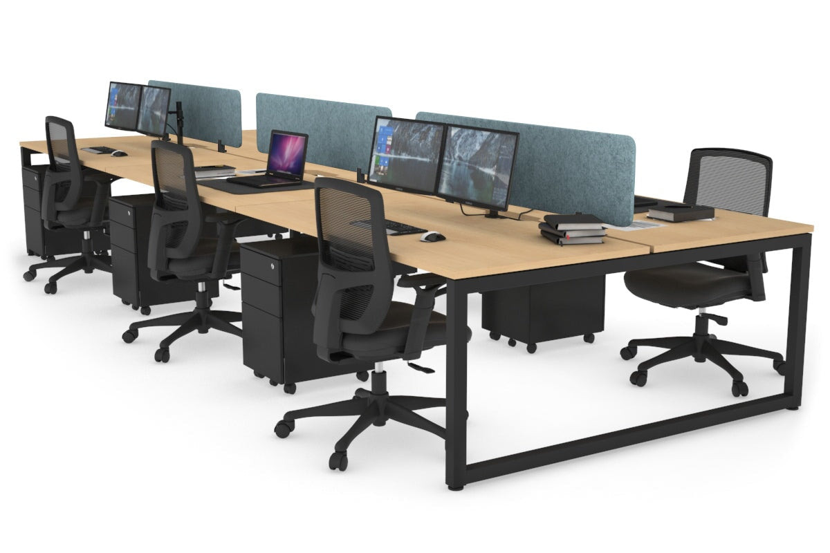 Quadro Loop Legs 6-Person Office Workstation - 1400L x 800W with Cable Management - Perfect for Open Office Layouts & Collaborative Workspaces