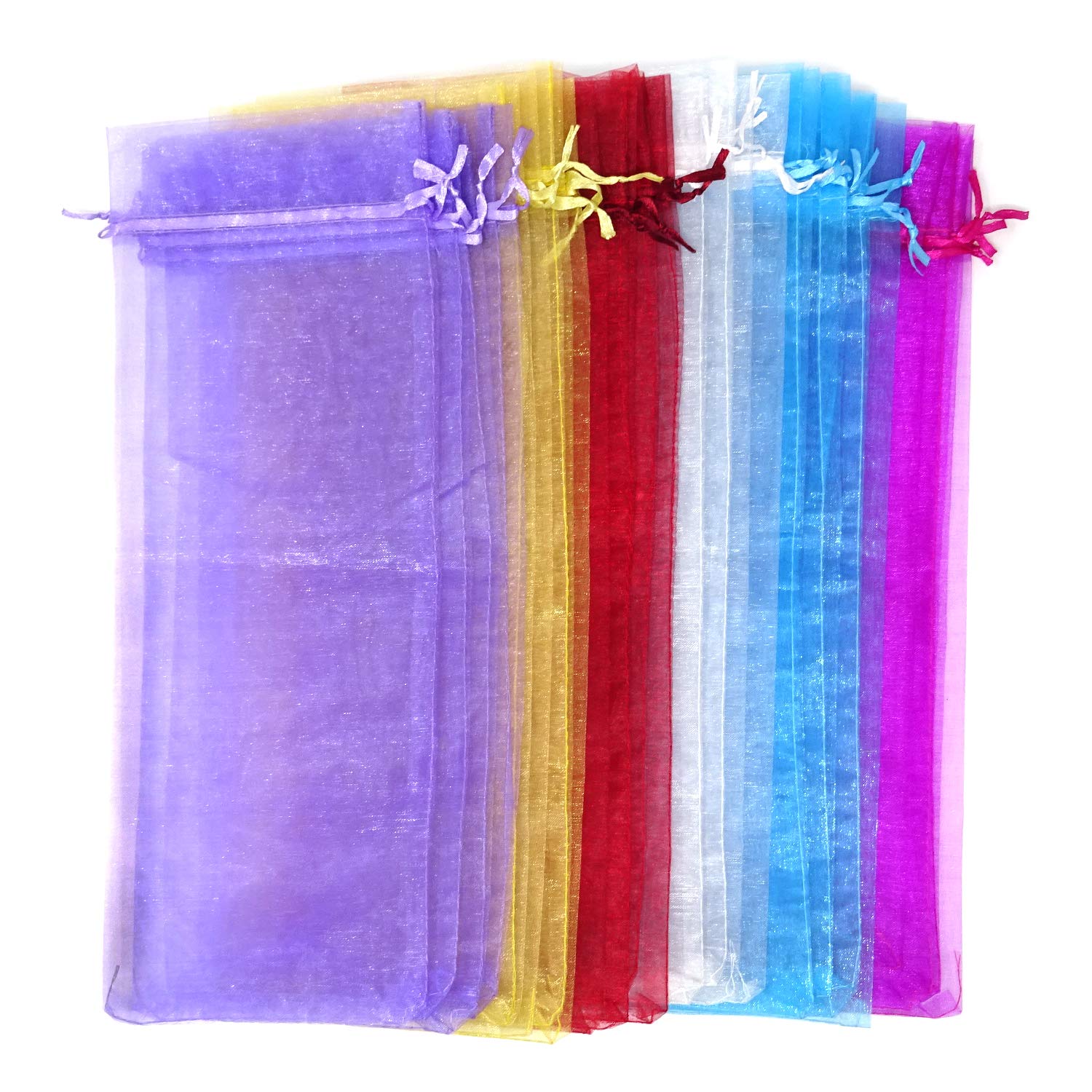 Honbay 24PCS Reusable Sheer Organza Wine Bottle Bags - Elegant Drawstring Gift Bags for Wedding, Party & Holiday Decorations - Perfect for Wine, Champagne & Gift Wrapping