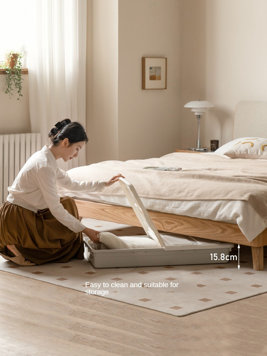 Solid Oak Wood Soft Bed Frame - Queen Size, Natural Wood Finish - Perfect for Master Bedrooms, Guest Rooms & Cozy Home Decor
