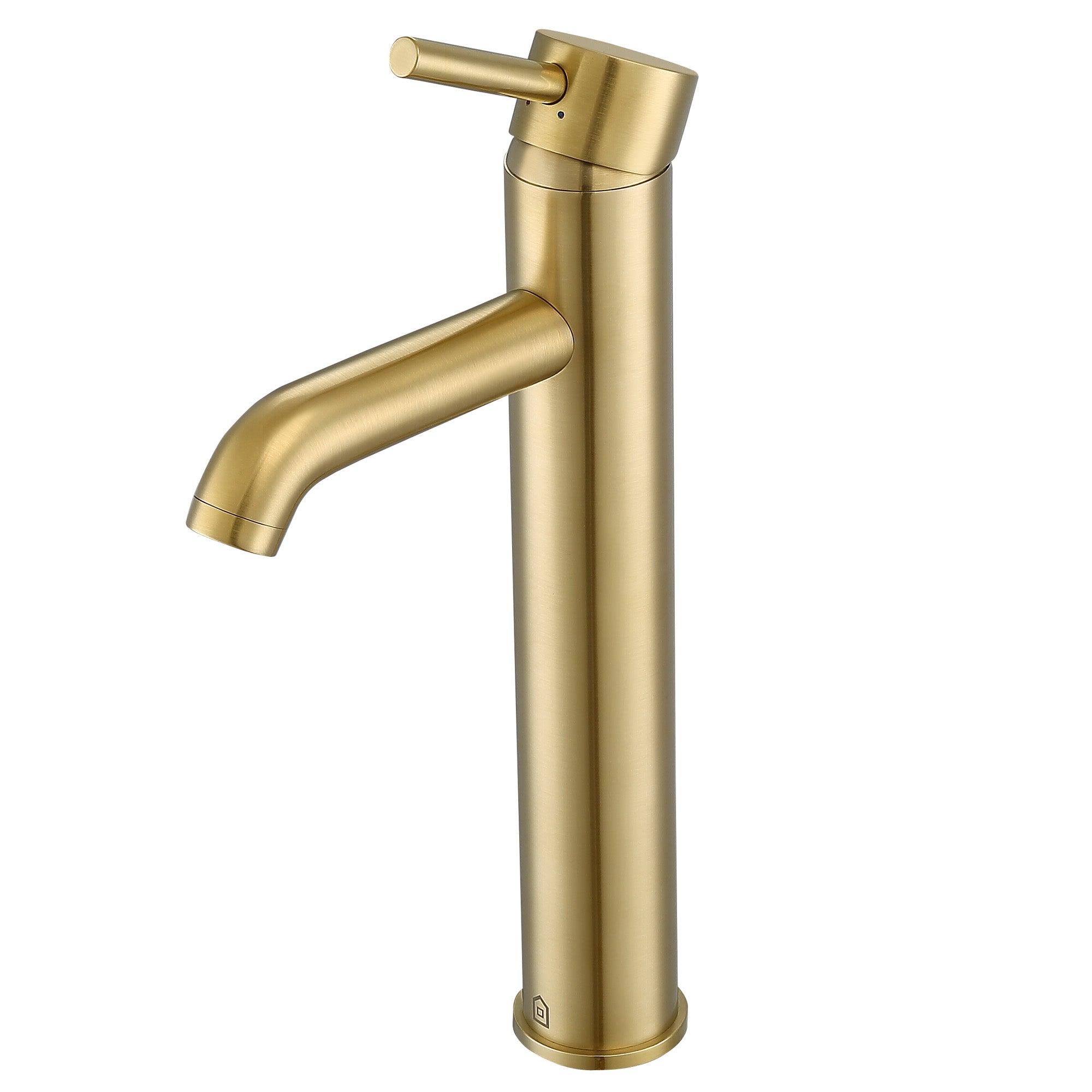 Ancona Holbrook White Ceramic Vessel Bathroom Sink with Brushed Champagne Gold Single Hole Faucet - Modern Vanity Basin for Powder Room, Guest Bath & Master Bathroom Decor