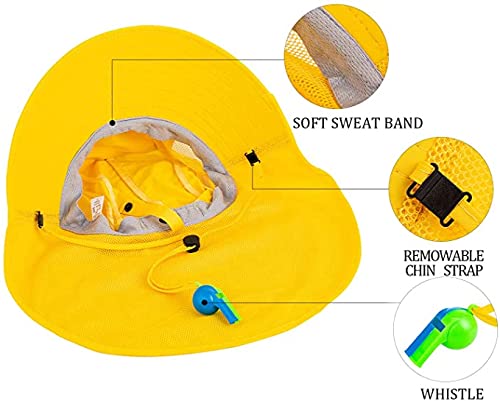 Kids Sun Hats with Wide Brim & Whistle - UV Protection Beach Hats for Boys & Girls Ages 3-8 | Adjustable Outdoor Sports Hat for Swimming, Hiking, and Summer Activities