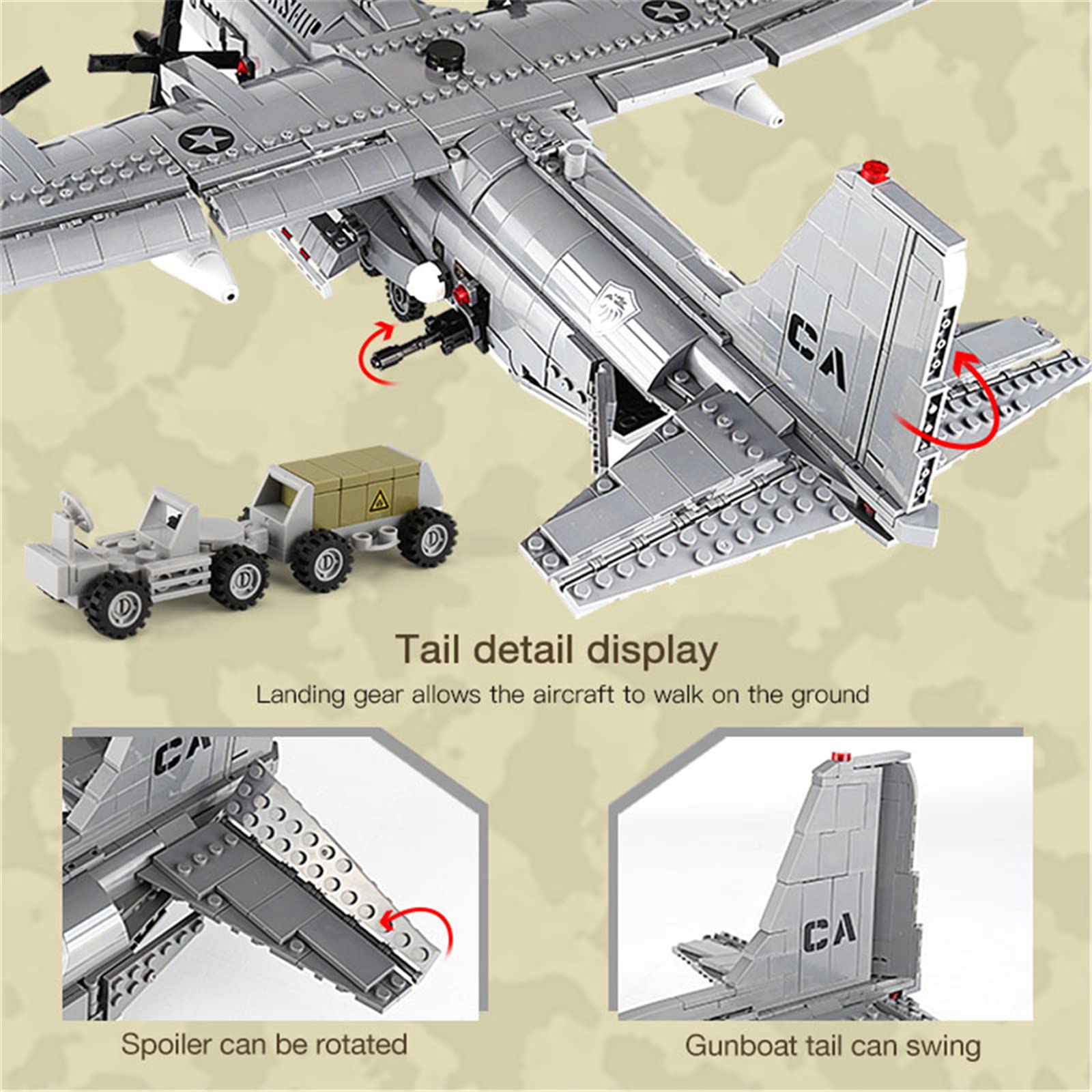 WW2 Military Airplane Building Kit - 1713pcs AC130 Gunship Model Set, Collectible Aircraft Toy for Teens & Adults | Perfect for History Enthusiasts, Display & STEM Learning