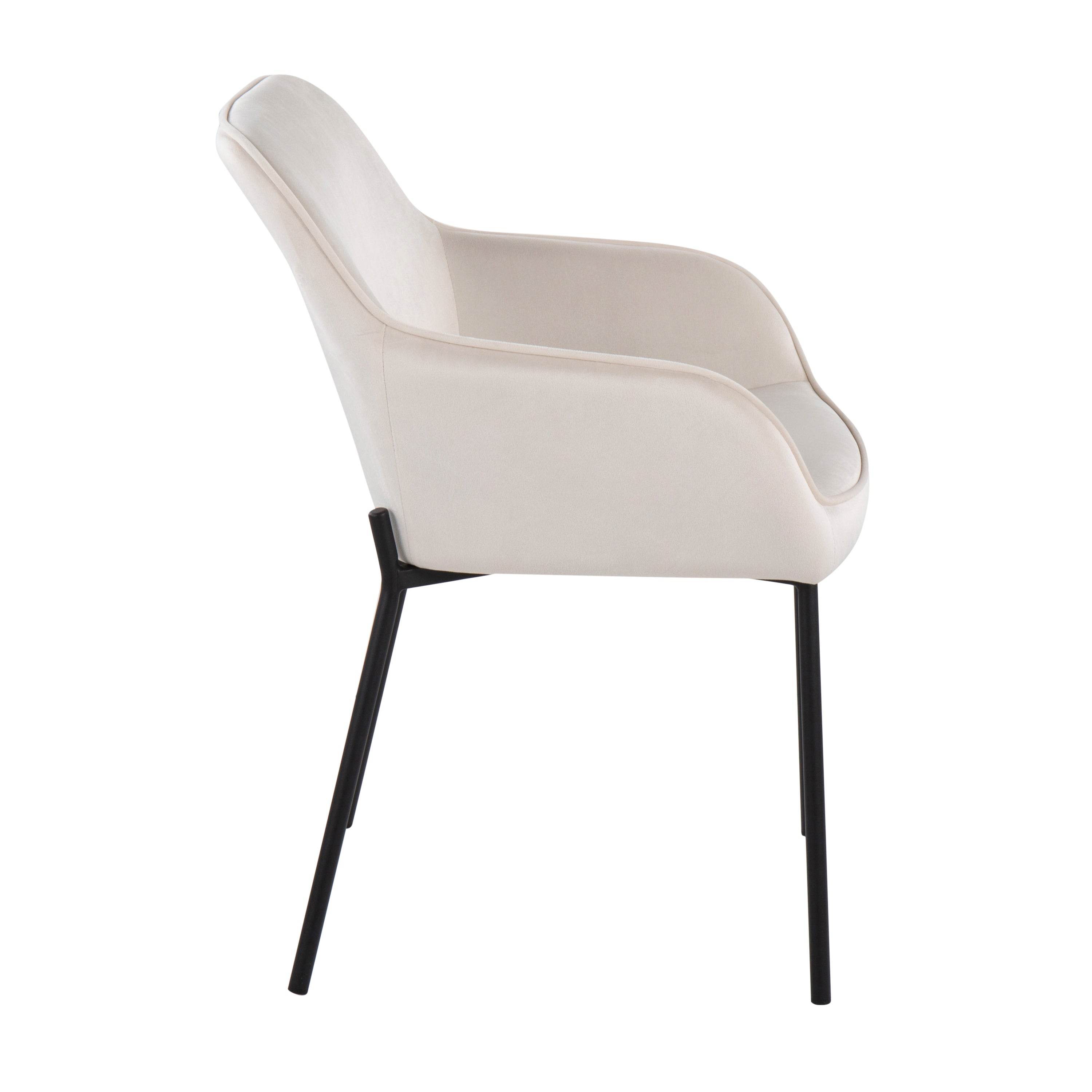 LumiSource Daniella Modern Dining Chairs - Set of 2 Black Metal & Cream Velvet Upholstered Seats for Contemporary Dining Room, Kitchen, or Breakfast Nook