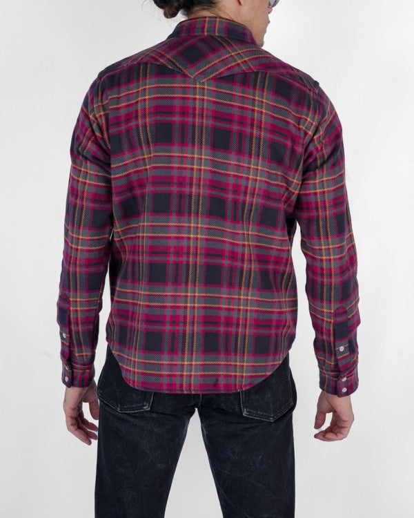 Iron Heart IHSH 403 11oz Ultra Heavy Flannel Line Check Western Shirt - Grey | Durable Workwear for Men, Outdoor Activities & Casual Style