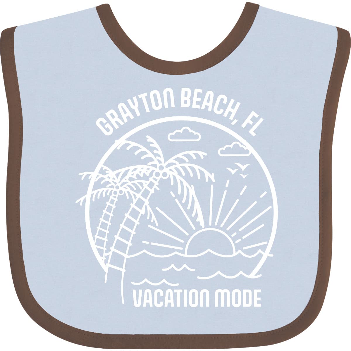 Inktastic Summer Vacation Mode Grayton Beach Florida Baby Bib - Soft Cotton Drool Bib for Infants & Toddlers - Perfect for Beach Trips, Travel, and Everyday Use