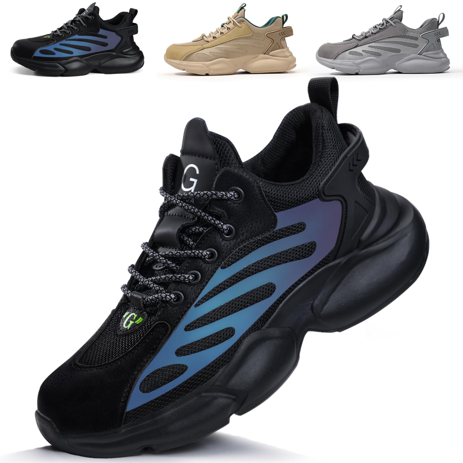 Lightweight Steel Toe Work Shoes for Men & Women - OSHA Approved Safety Sneakers for Construction, Industrial & Outdoor Work | Comfortable Non-Slip Work Shoes for Warehouse, Factory & Landscaping