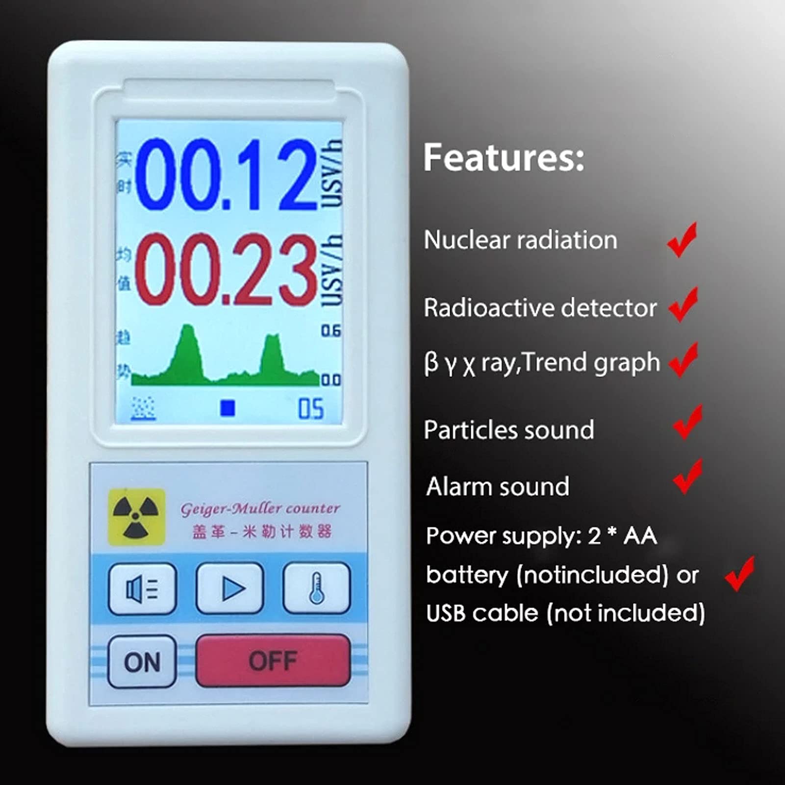 Geiger Counter Nuclear Radiation Detector - Portable X-ray Beta Gamma Dosimeter with LCD Display for Home, Lab & Emergency Use