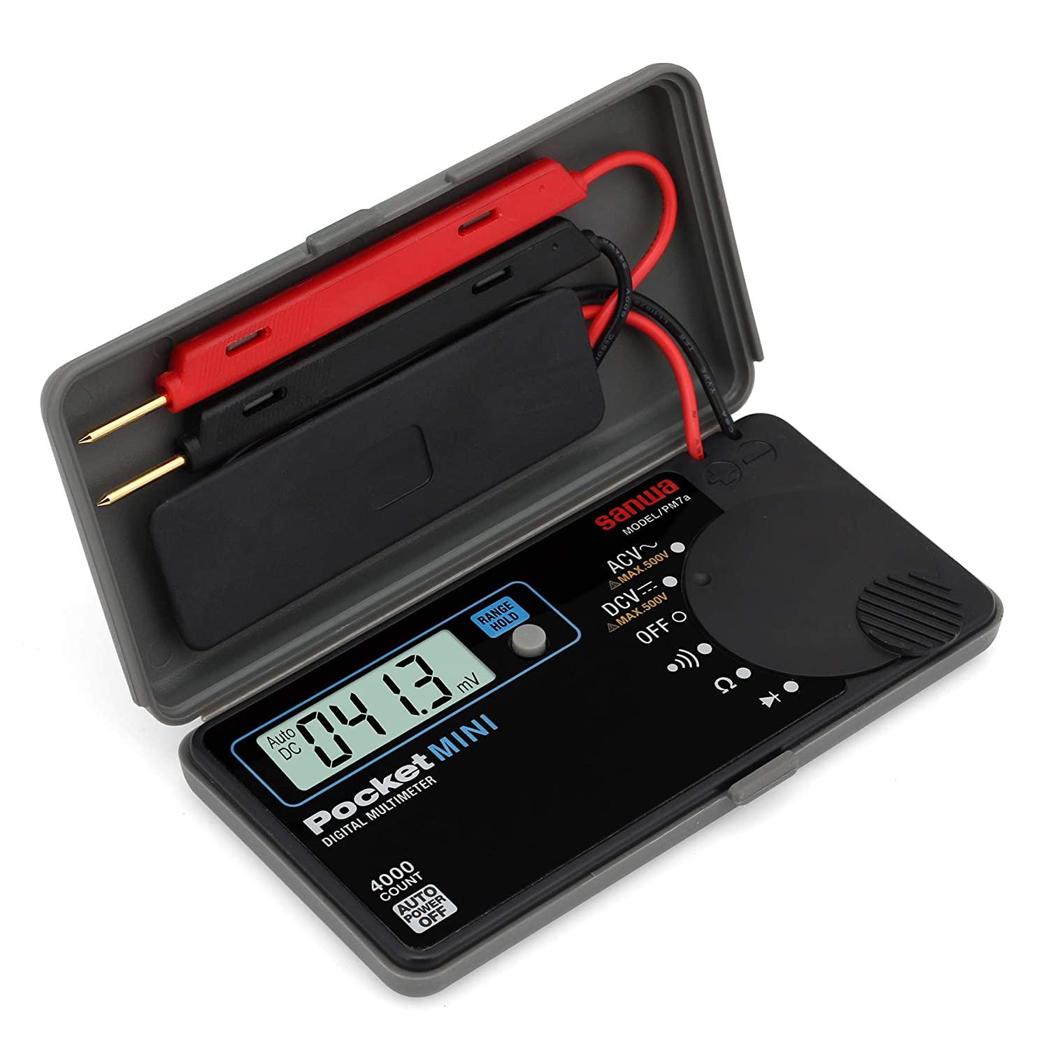 PM7a Pocket Size Digital Multimeter with Built-In Case - Compact Electrical Tester for Home, Car, and DIY Projects