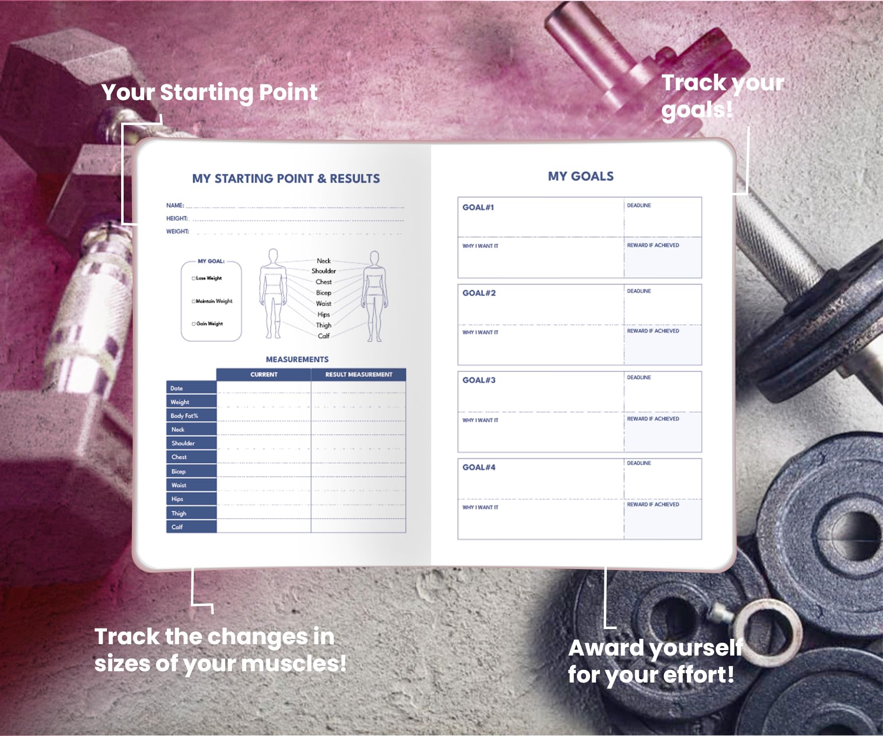 Premium Fitness Planner - Workout Journal for Men & Women, Gym Goals Tracker for Home & Gym Use