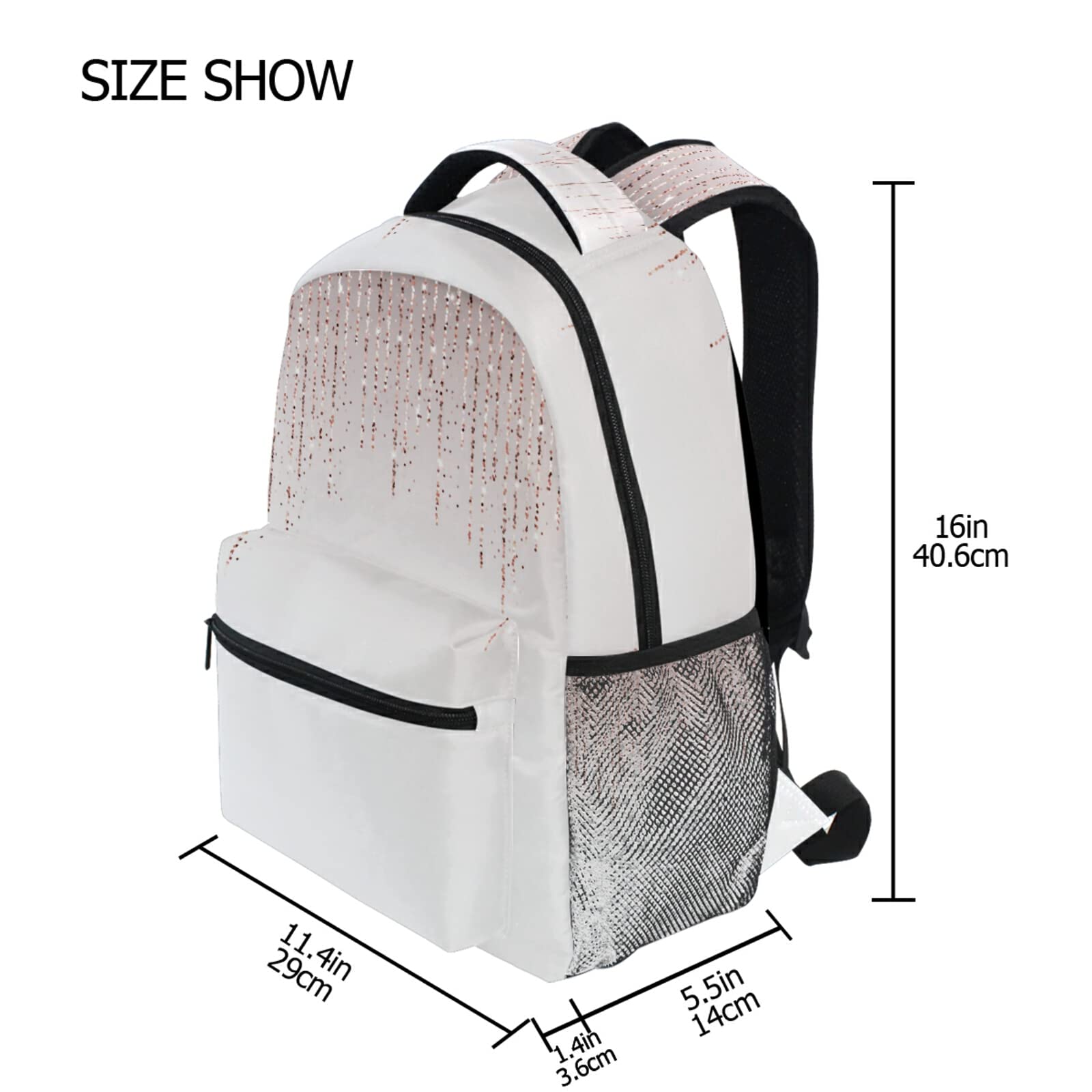 Pfrewn Rose Glitter Backpack for Girls, Teens & Women - Sparkling School Bookbag with Shimmer Design - Perfect for School, College, Travel & Everyday Use