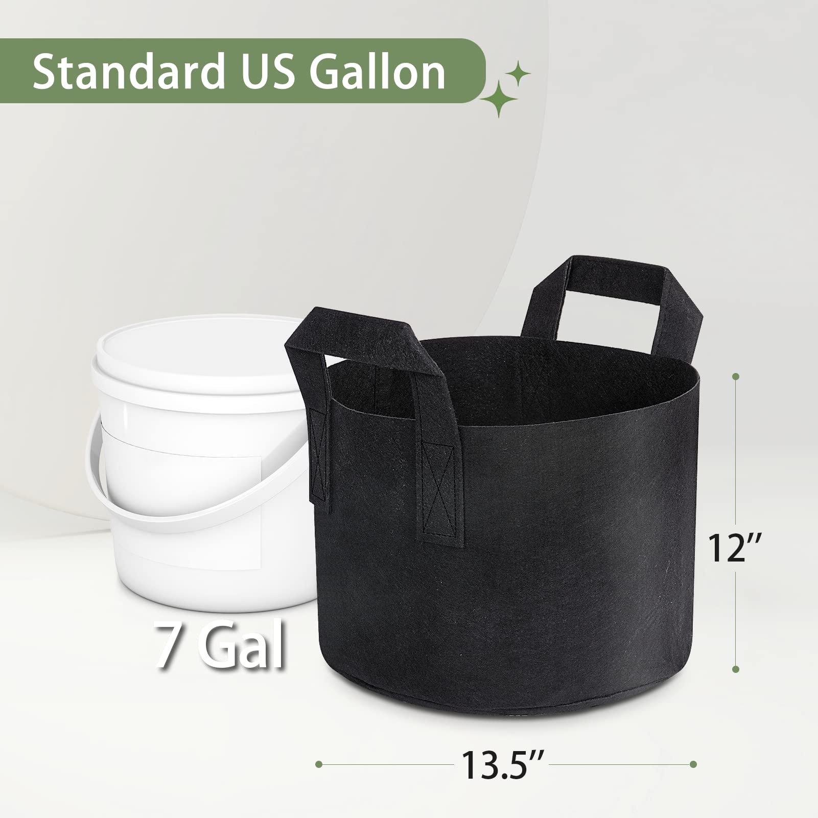 GreatBuddy 7 Gallon Grow Bags 6-Pack - Heavy Duty Fabric Plant Pots with Sturdy Handles & Reinforced Stitching - Includes Free Plant Labels - Ideal for Indoor/Outdoor Gardening, Vegetables, Herbs & Flowers